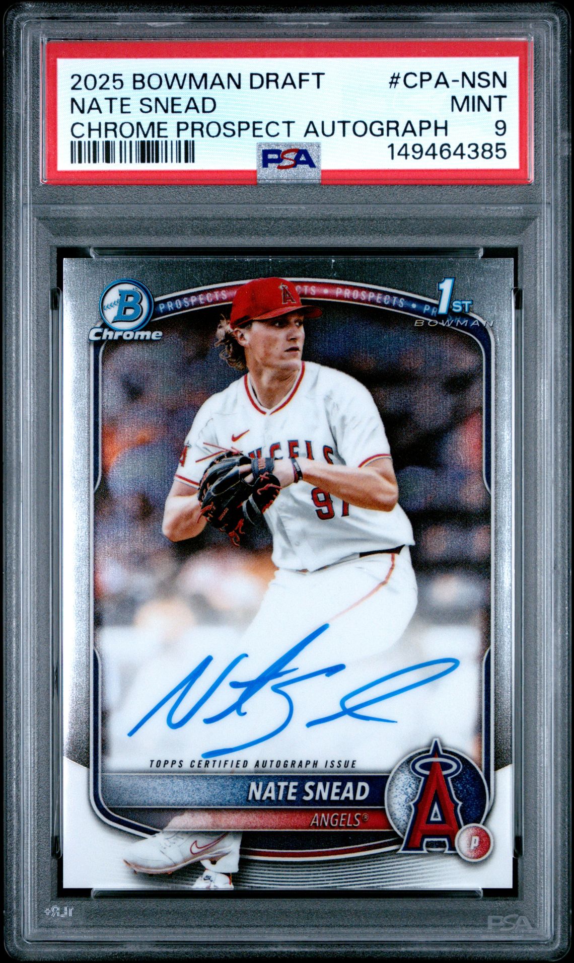 2025 Bowman Draft Chrome Prospect Autographs Nate Snead #Cpa-Nsn Mint 9 front