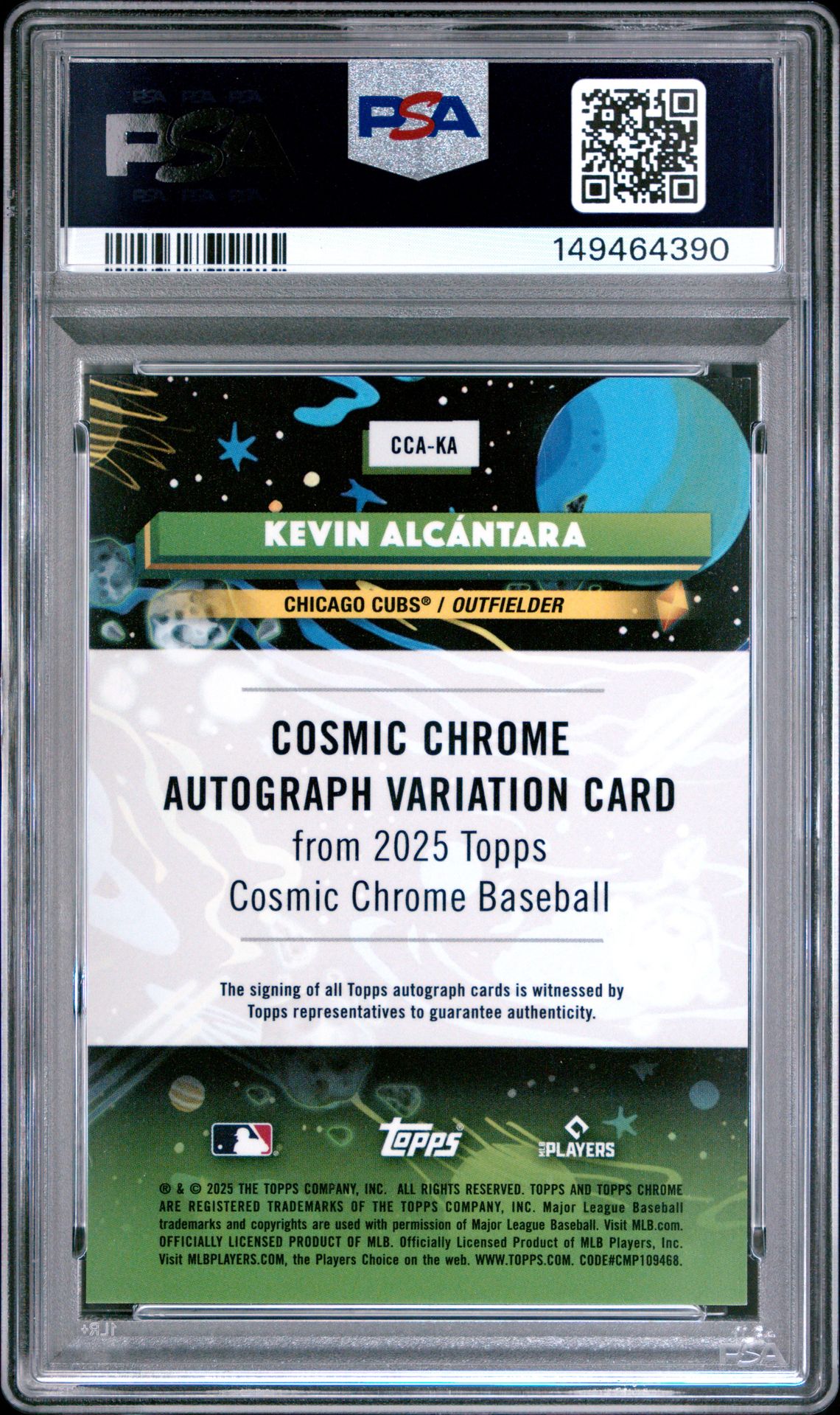 2025 Topps Cosmic Chrome Cosmic Chrome Autographs Kevin Alcantara #Ka Mint 9 back