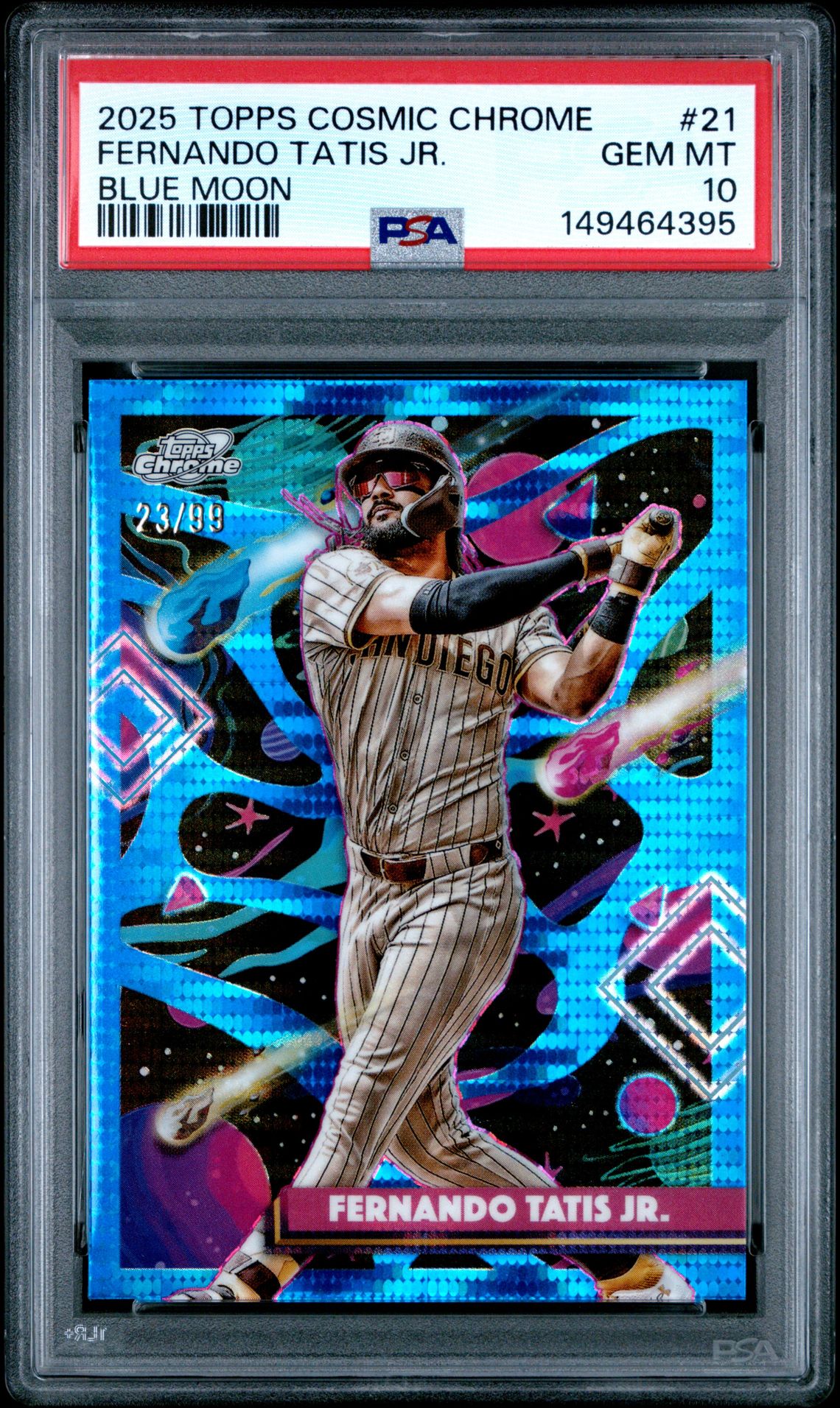2025 Topps Cosmic Chrome Fernando Tatis Jr. #21 (Blue Moon) Gem Mt 10 front