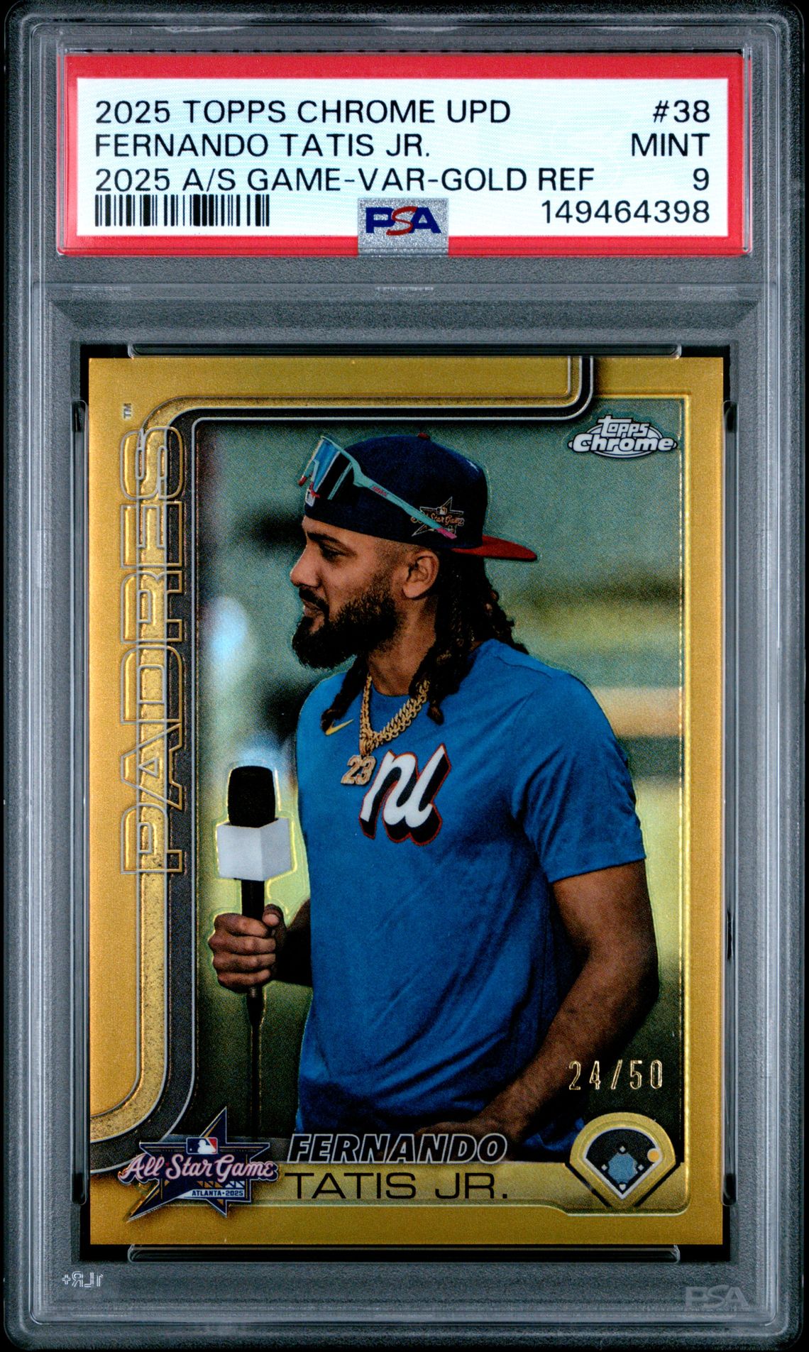 2025 Topps Chrome Update 2025 All Star Game Fernando Tatis Jr. #38 (2025 A/S Game-Var-Gold Ref) Mint 9 front