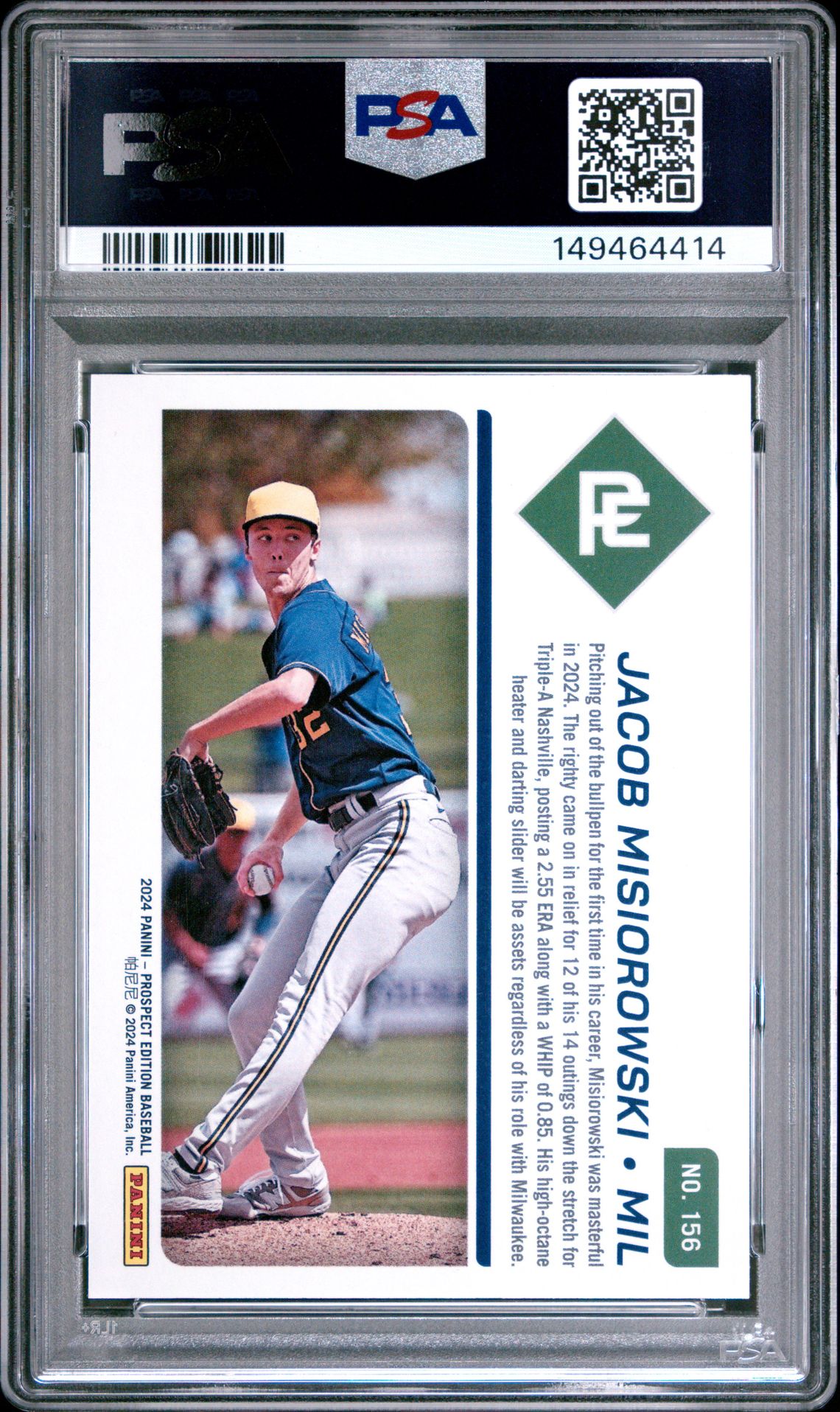 2024 Panini Prospect Edition Jacob Misiorowski #156 Nm 7 back