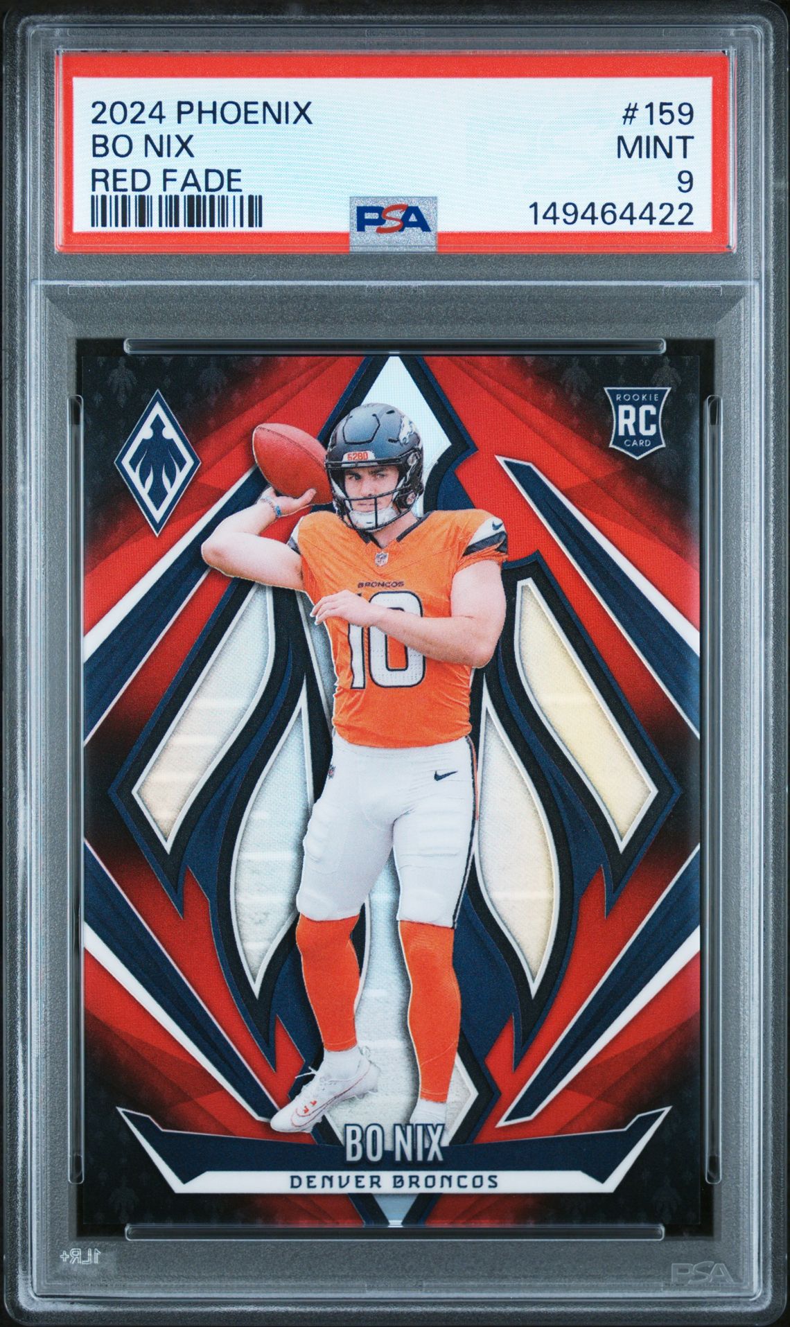 2024 Panini Phoenix Bo Nix #159 (Red Fade) Mint 9 front