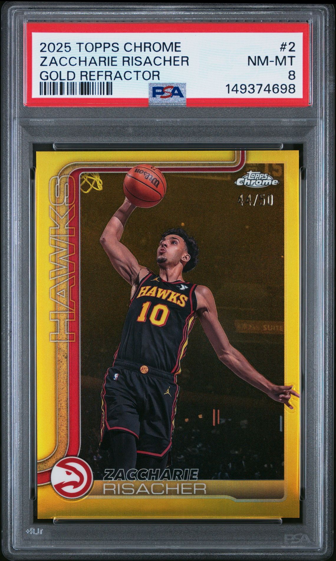 2025 Topps Chrome Zaccharie Risacher #2 (Gold Refractor) Nm-Mt 8 front