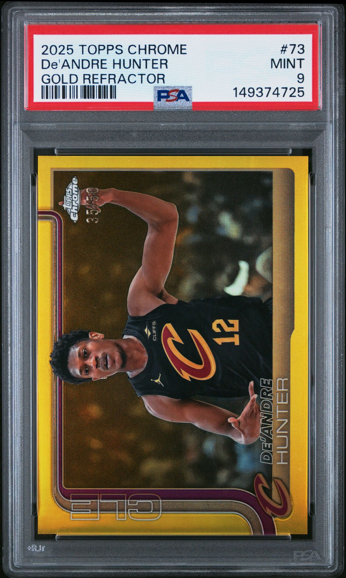 2025 Topps Chrome De'andre Hunter #73 (Gold Refractor) Mint 9 front