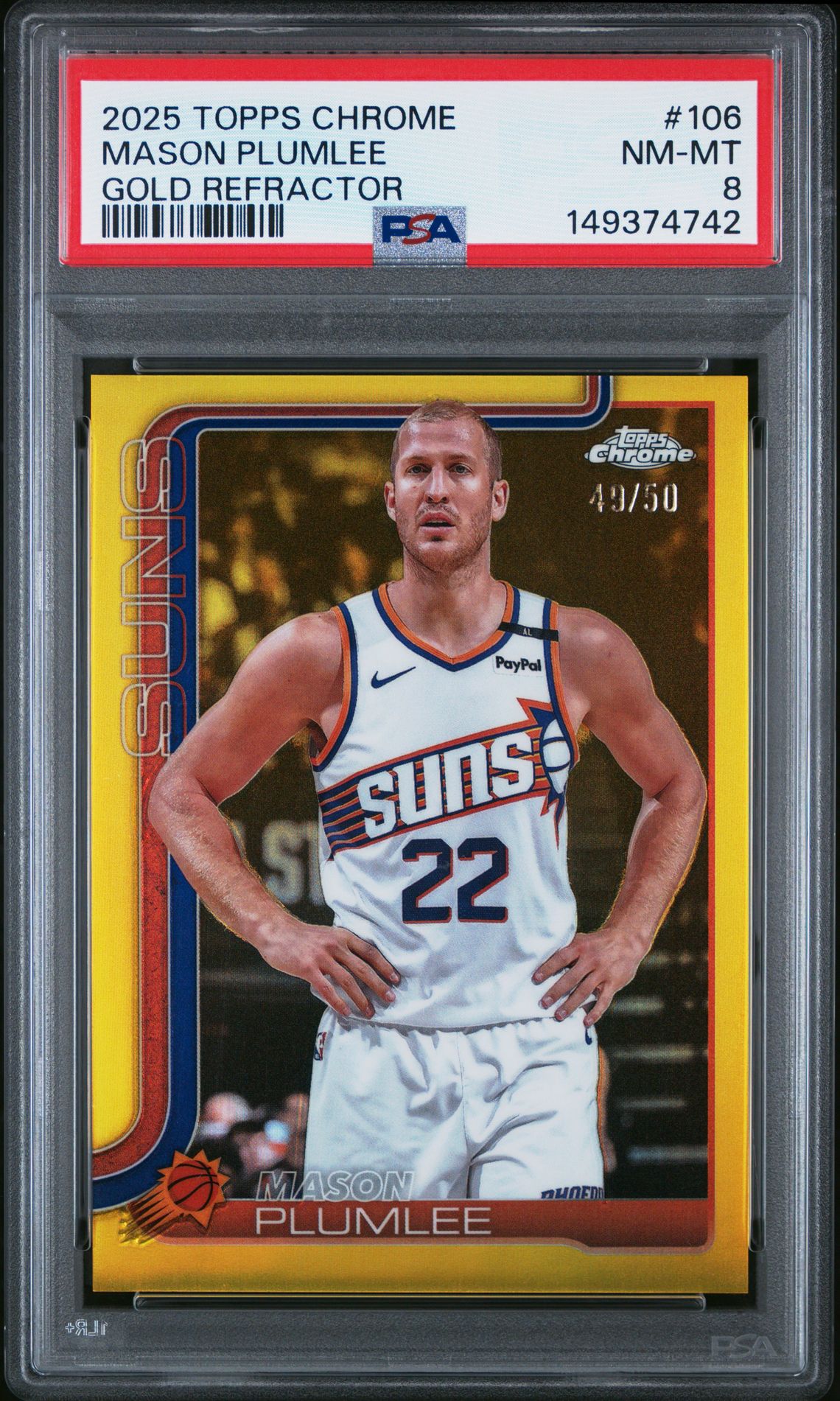 2025 Topps Chrome Mason Plumlee #106 (Gold Refractor) Nm-Mt 8 front