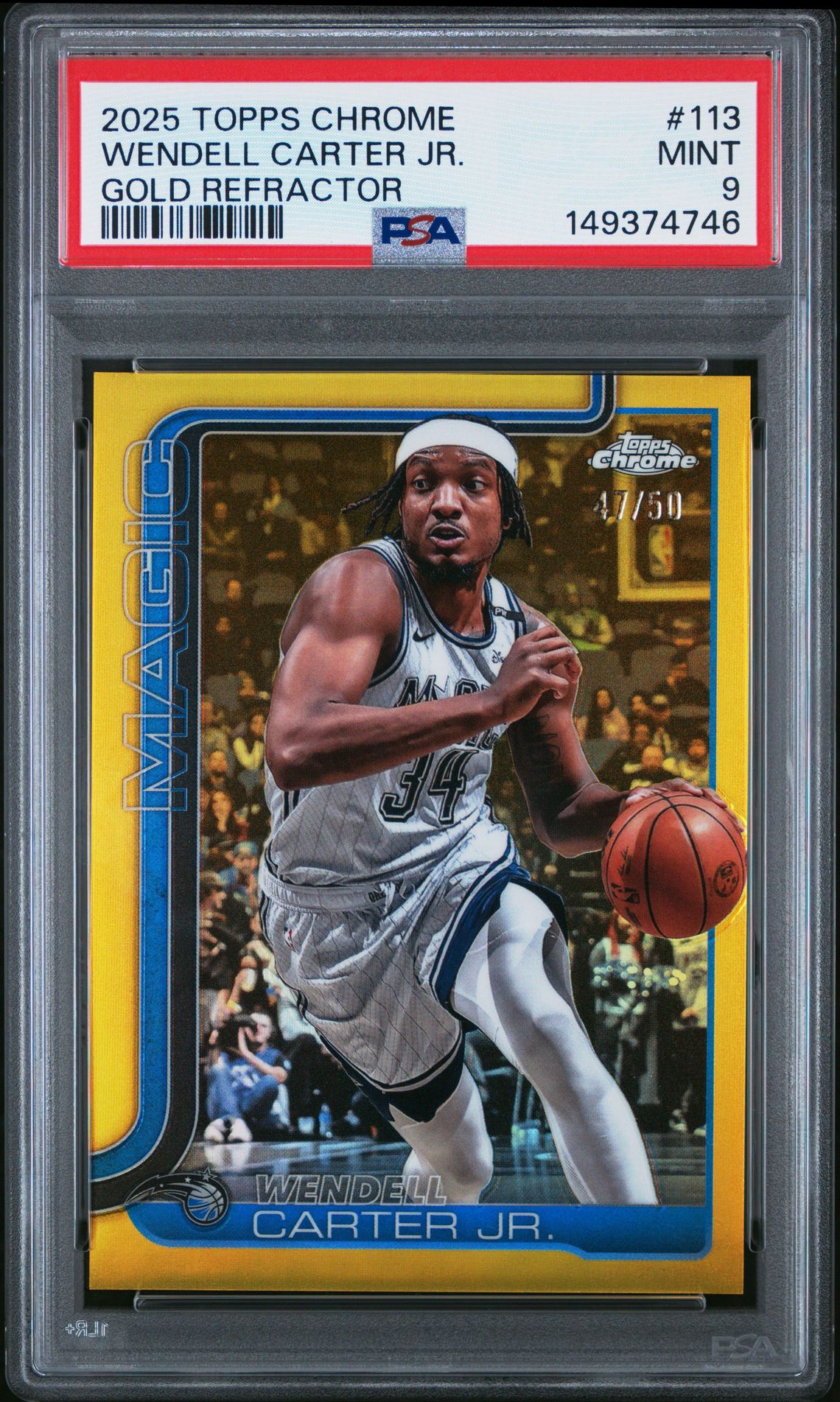 2025 Topps Chrome Wendell Carter Jr. #113 (Gold Refractor) Mint 9 front