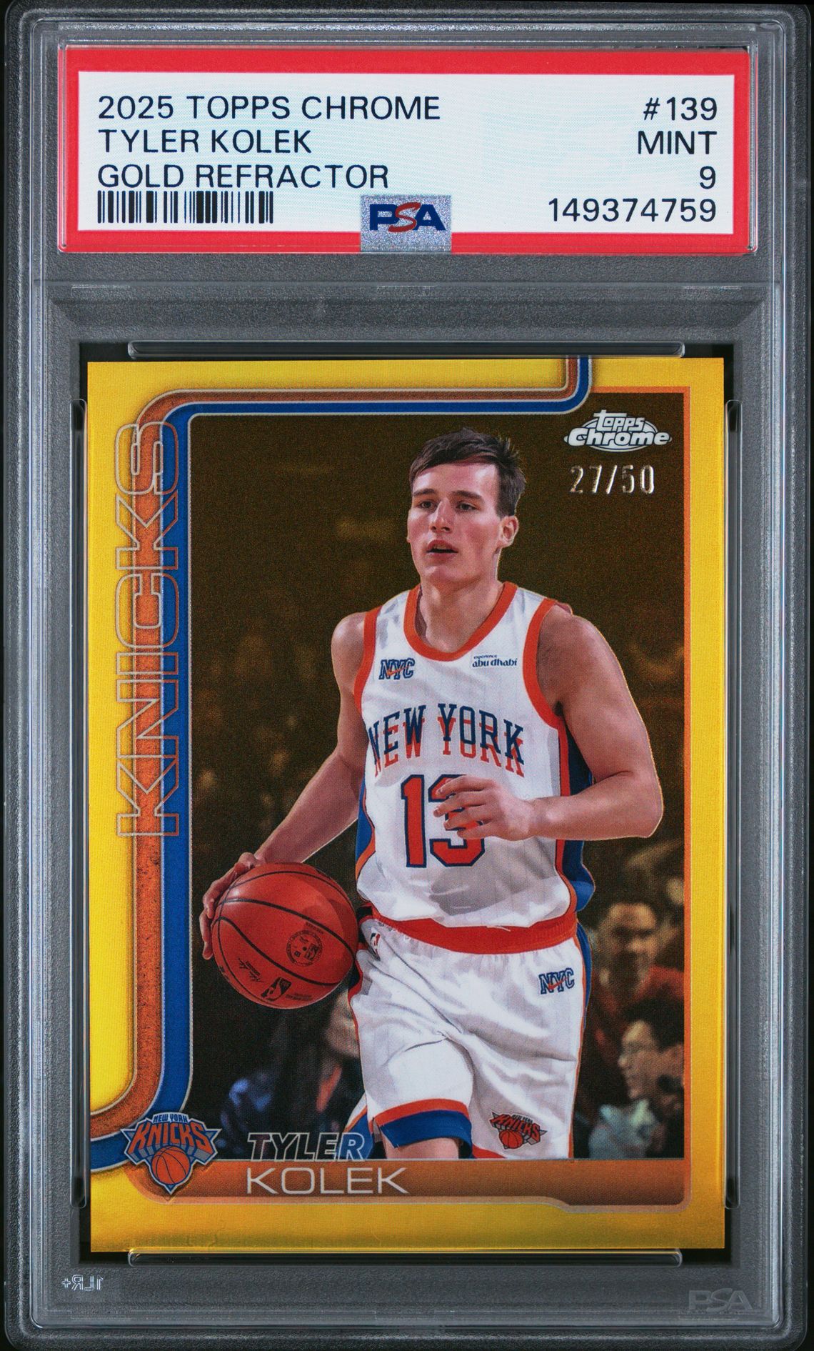 2025 Topps Chrome Tyler Kolek #139 (Gold Refractor) Mint 9 front