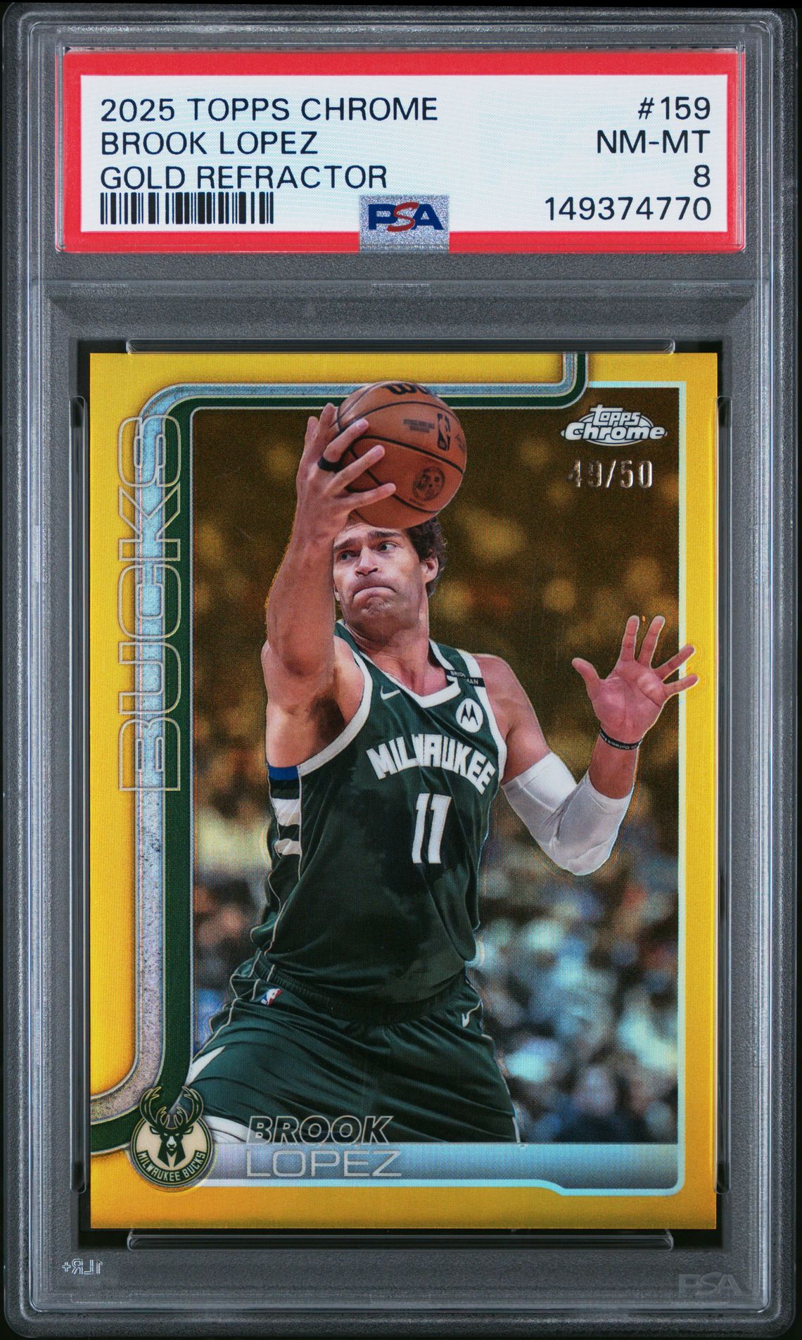 2025 Topps Chrome Brook Lopez #159 (Gold Refractor) Nm-Mt 8 front