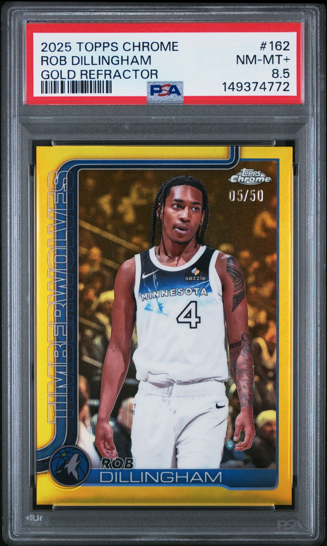 2025 Topps Chrome Rob Dillingham #162 (Gold Refractor) Nm-Mt+ 8.5 front