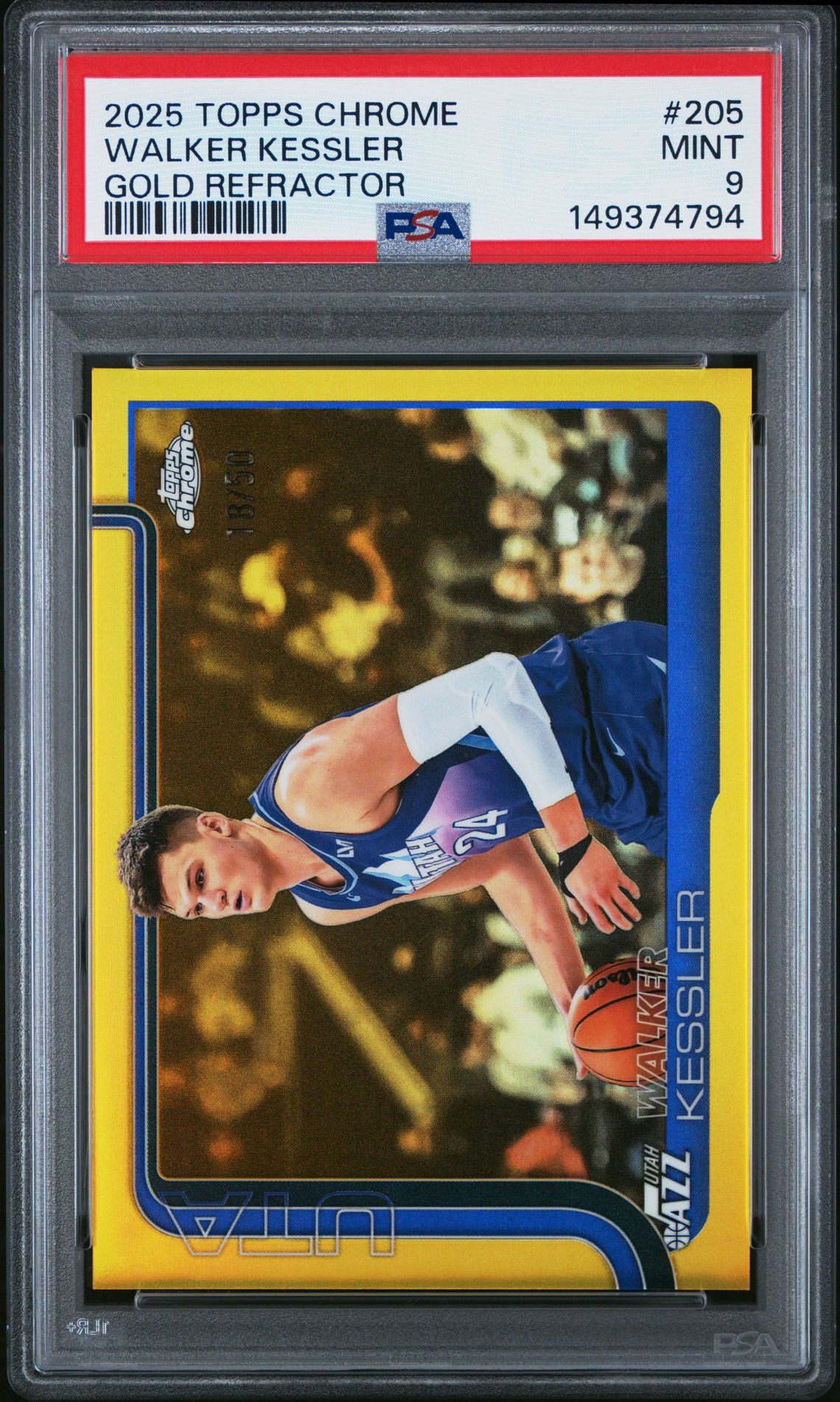2025 Topps Chrome Walker Kessler #205 (Gold Refractor) Mint 9 front