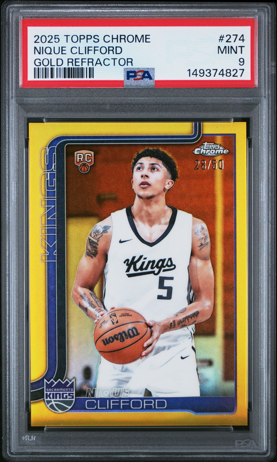 2025 Topps Chrome Nique Clifford #274 (Gold Refractor) Mint 9 front