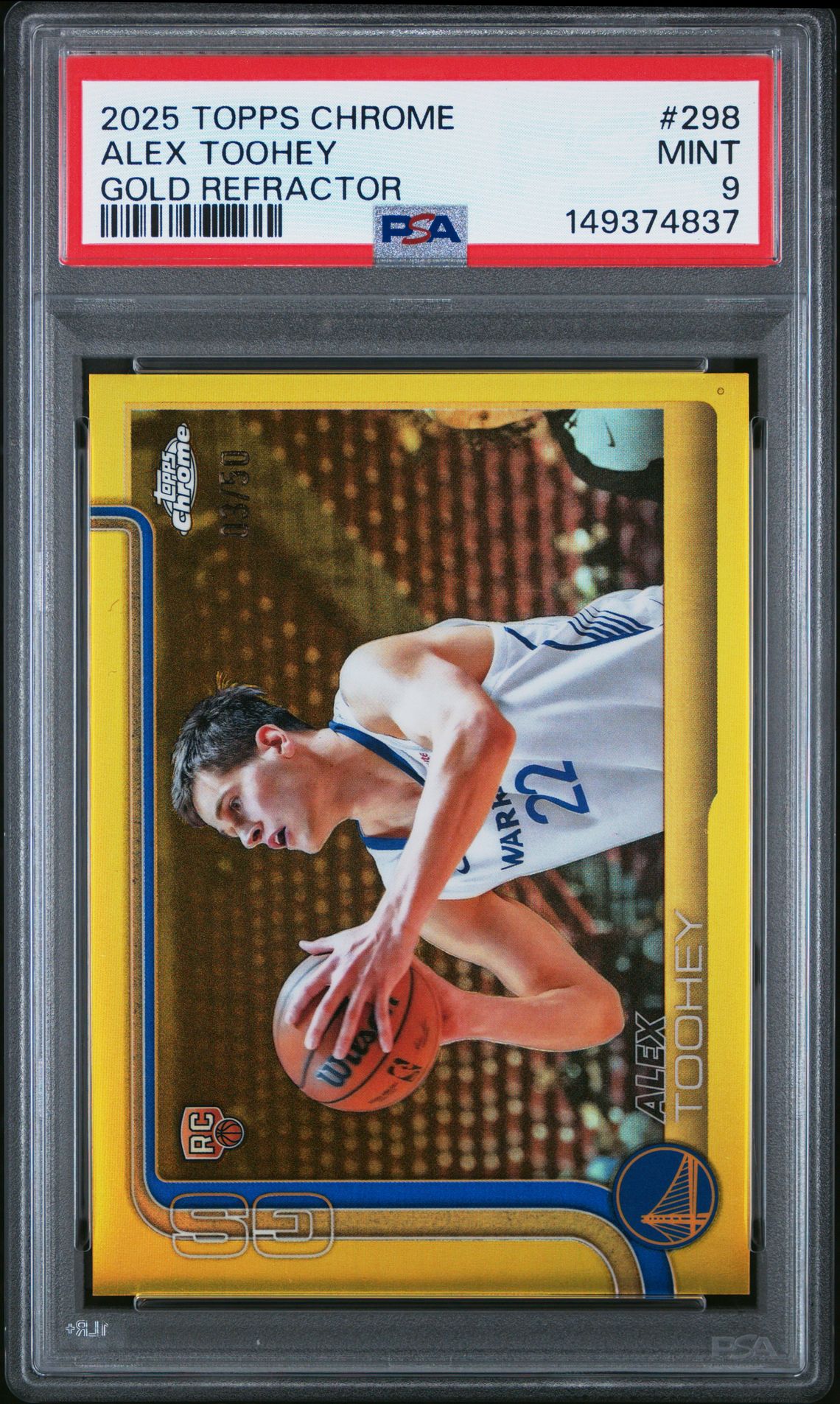 2025 Topps Chrome Alex Toohey #298 (Gold Refractor) Mint 9 front