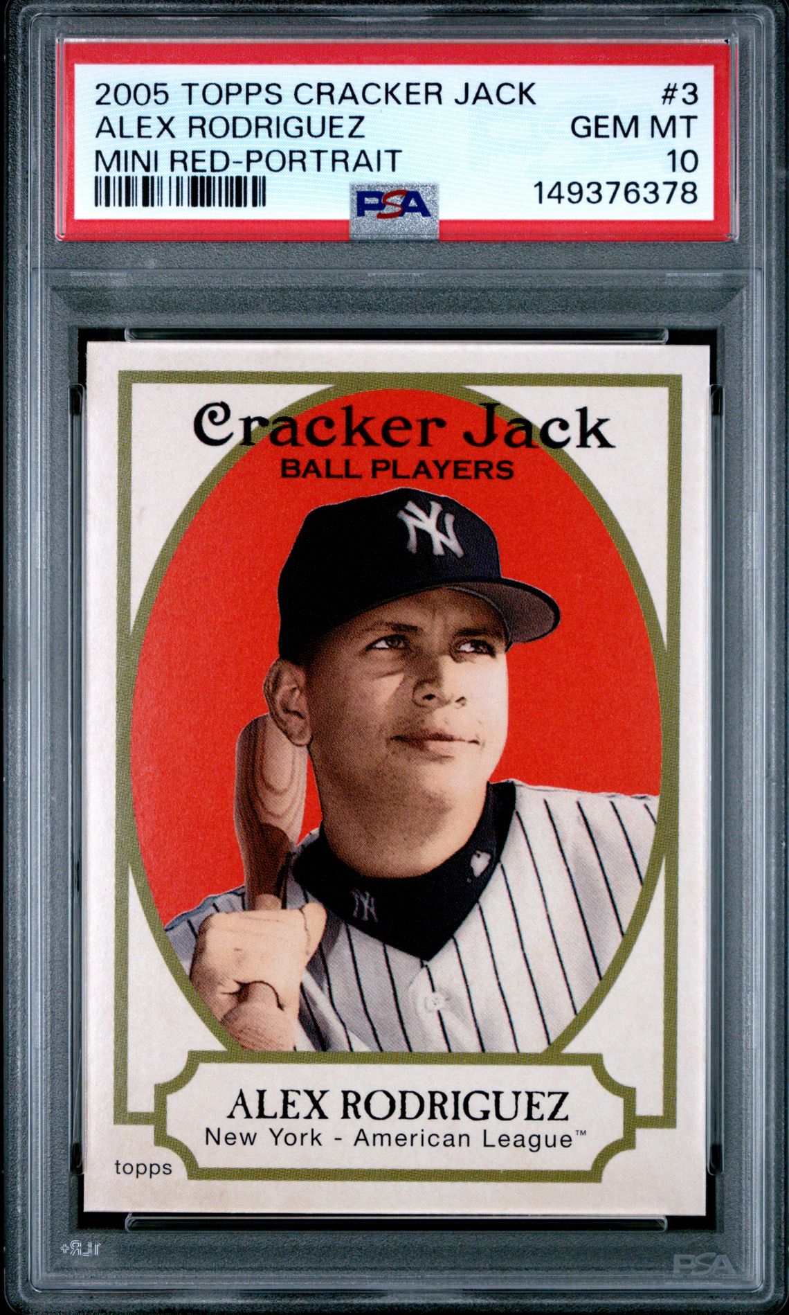 2005 Topps TOPPS CRACKER JACK MINI RED-PORTRAIT #3 Alex Rodriguez front