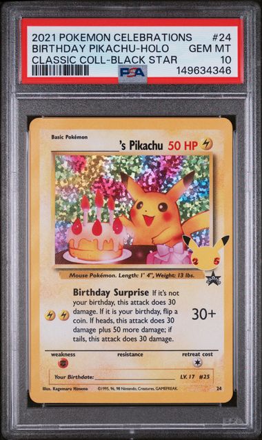 2021 Pokemon POKEMON CELEBRATIONS CLASSIC COLLECTION CLASSIC COLL-BLACK STAR #24 Birthday Pikachu-Holo front