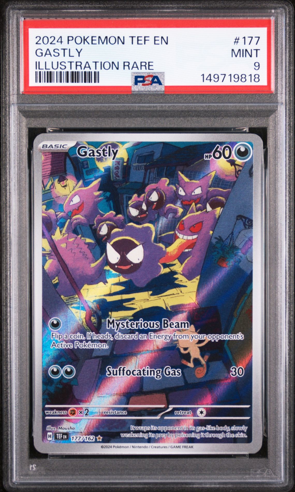 2024 Pokemon Tef En-Temporal Forces Gastly #177 (Illustration Rare) Mint 9 front