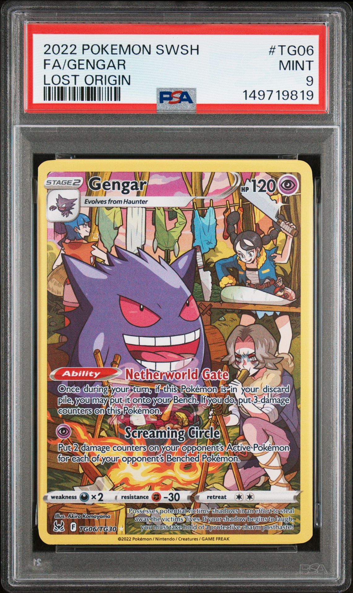 2022 Pokemon Sword & Shield Lost Origin Fa/Gengar #Tg06 (Lost Origin) Mint 9 front