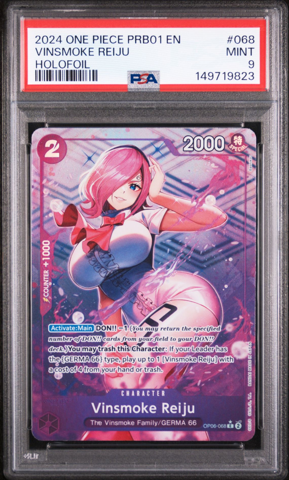 2024 One Piece Prb01-Premium Booster -One Piece Card The Best- Vinsmoke Reiju #068 (Holofoil) Mint 9 front