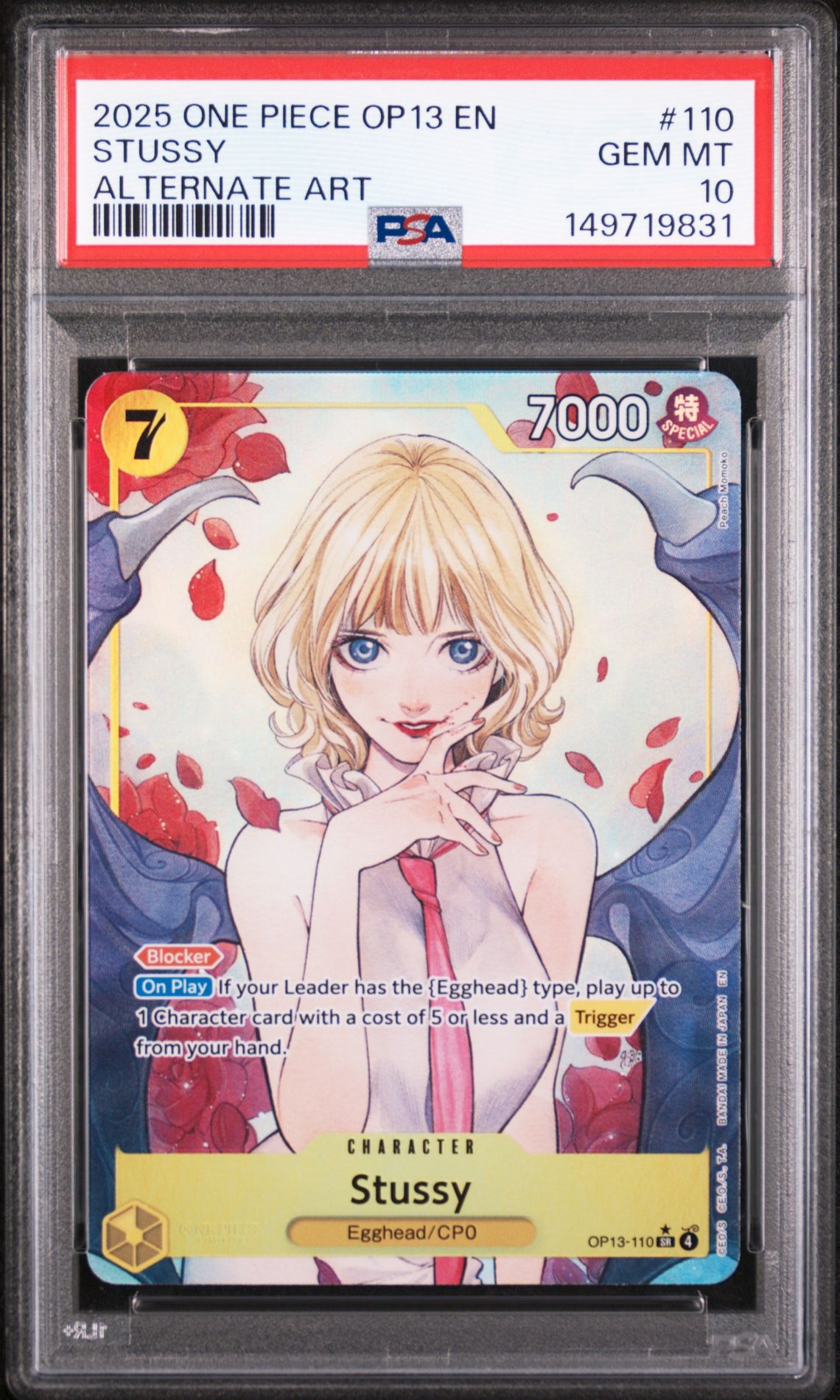 2025 One Piece Op13-Carrying On His Will Stussy #110 (Alternate Art) Gem Mt 10 front