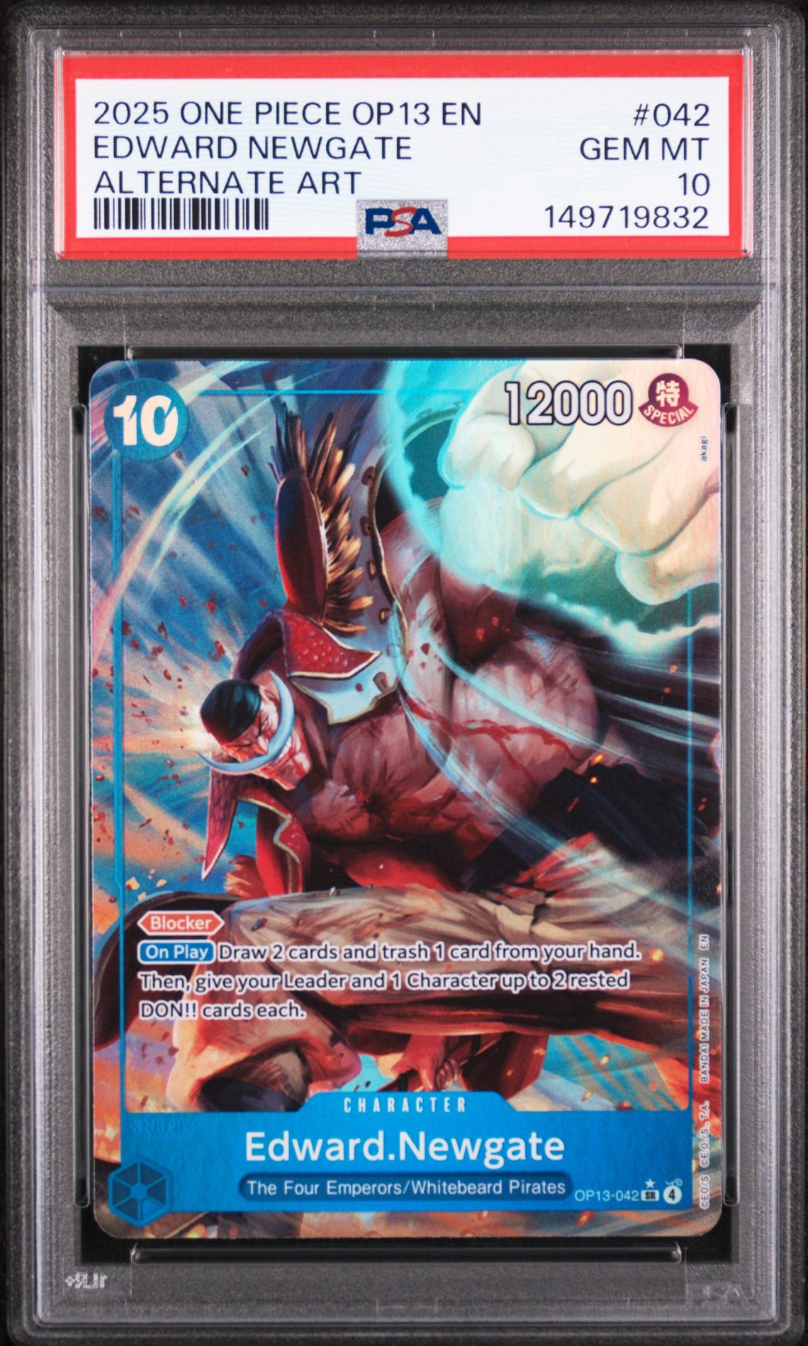 2025 ONE PIECE OP13-CARRYING ON HIS WILL EDWARD NEWGATE ALTERNATE ART 042 GEM MT 10 front