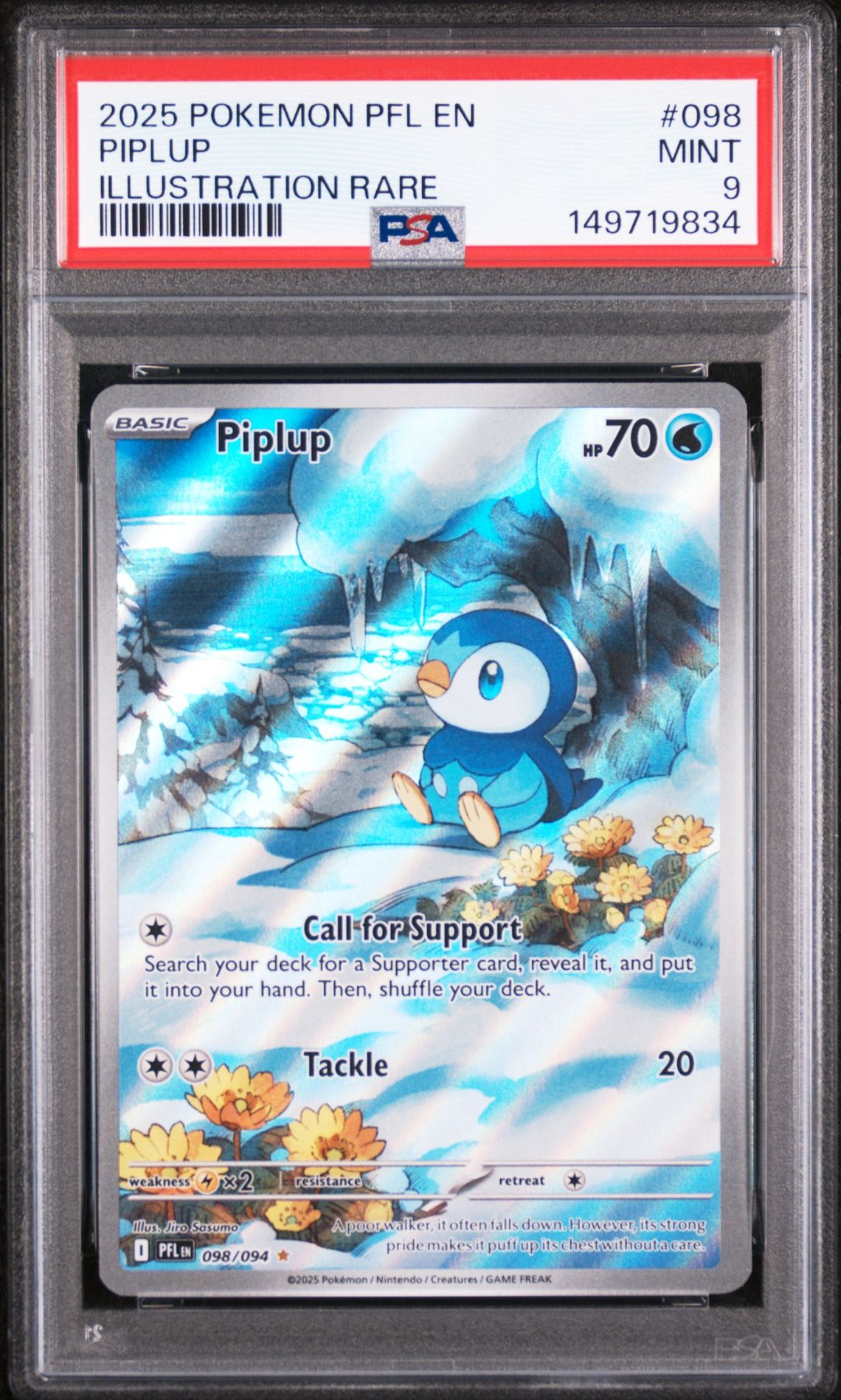 2025 Pokemon Pfl En-Phantasmal Flames Piplup #098 (Illustration Rare) Mint 9 front