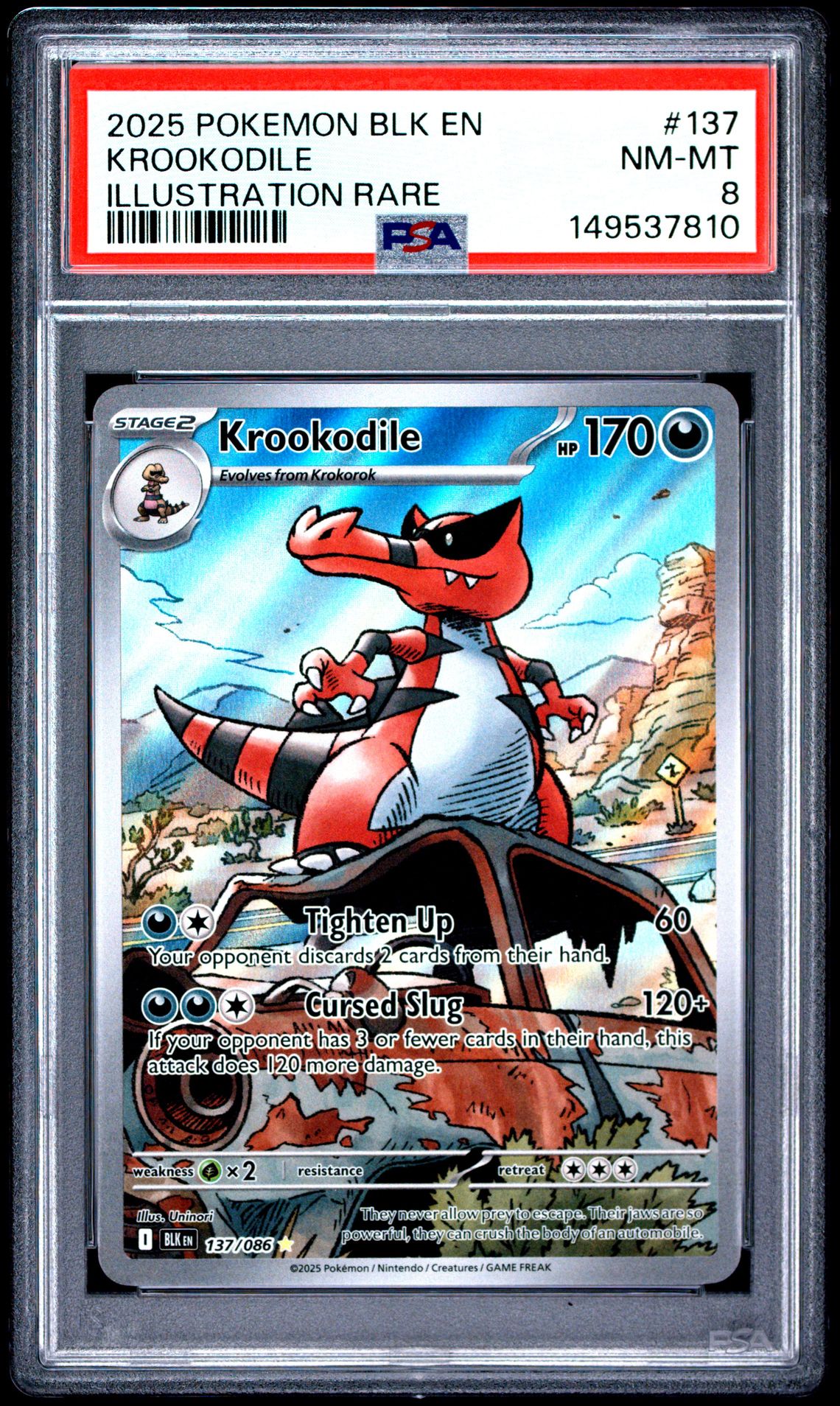 2025 Pokemon Blk En-Black Bolt Krookodile #137 (Illustration Rare) Nm-Mt 8 front