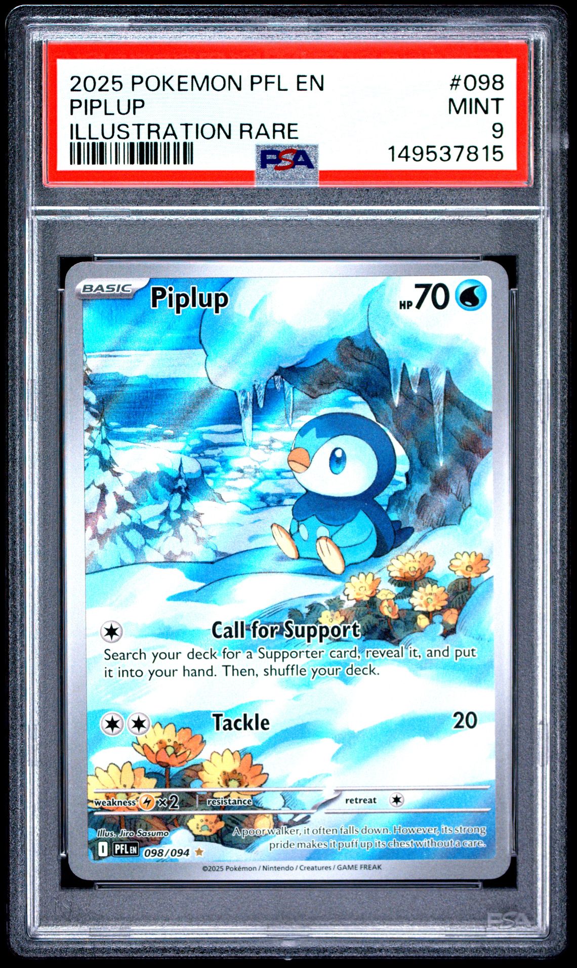 2025 Pokemon Pfl En-Phantasmal Flames Piplup #098 (Illustration Rare) Mint 9 front