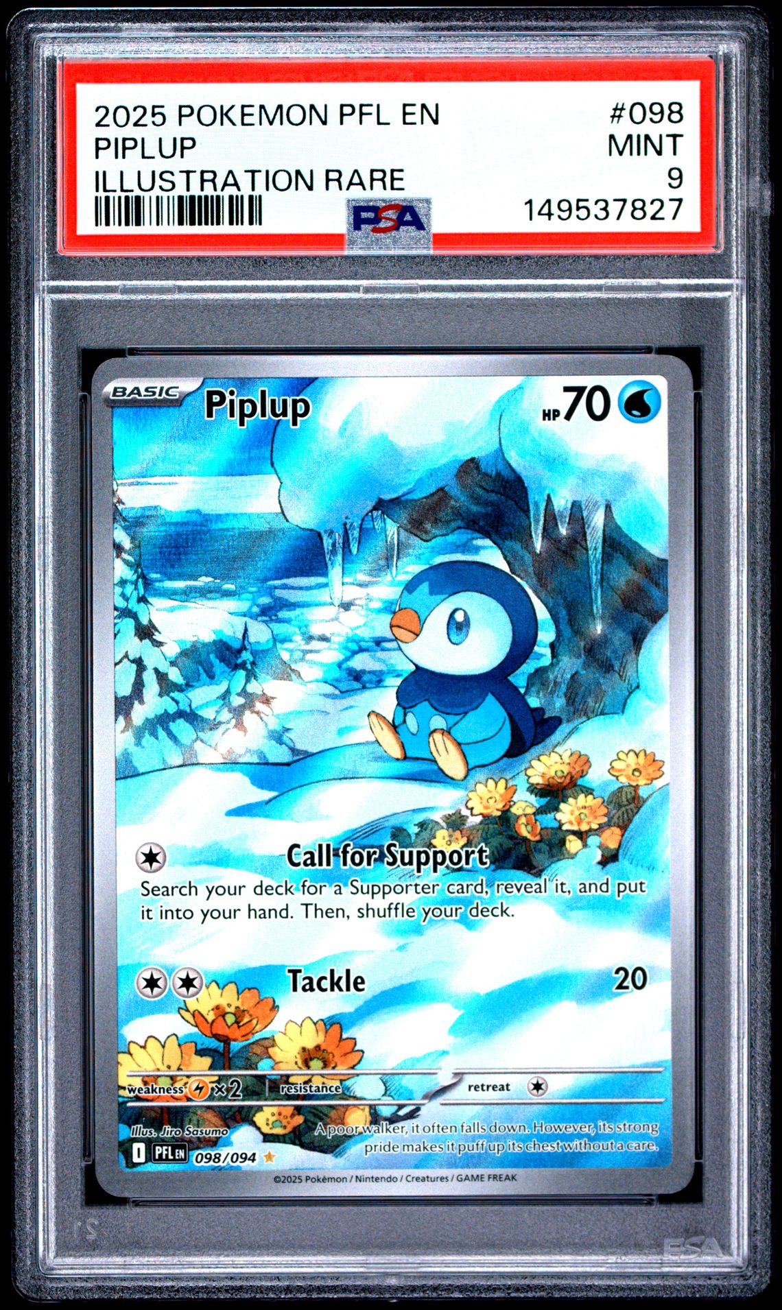 2025 Pokemon Pfl En-Phantasmal Flames Piplup #098 (Illustration Rare) Mint 9 front