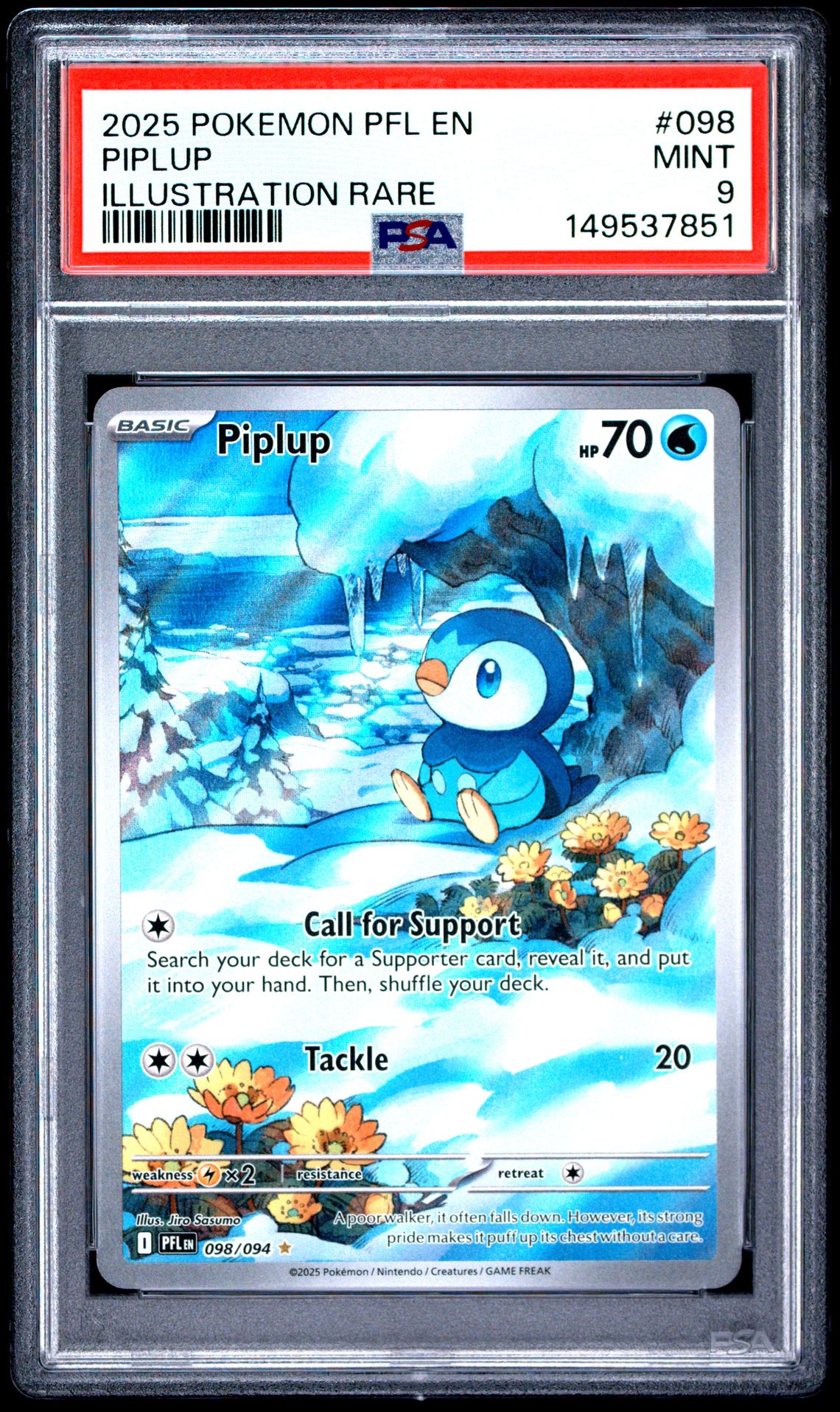 2025 Pokemon Pfl En-Phantasmal Flames Piplup #098 (Illustration Rare) Mint 9 front