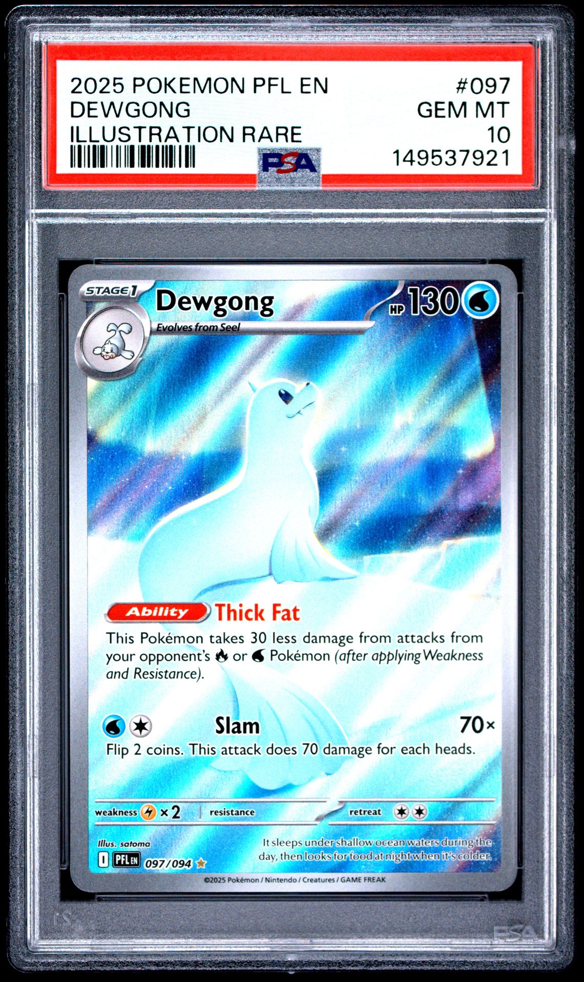2025 Pokemon Pfl En-Phantasmal Flames Dewgong #097 (Illustration Rare) Gem Mt 10 front