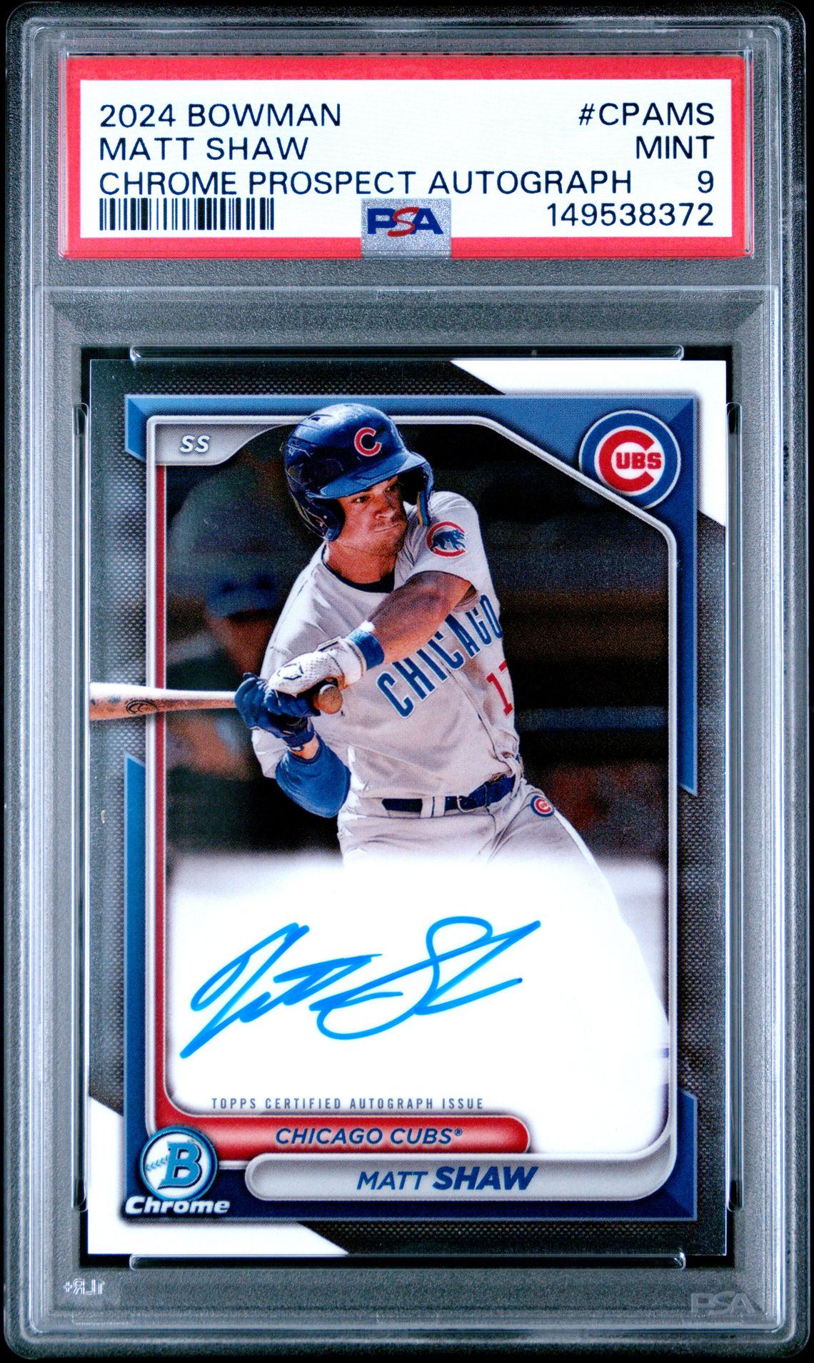 2024 Bowman Chrome BOWMAN CHROME PROSPECT AUTOGRAPHS #CPAMS Matt Shaw front