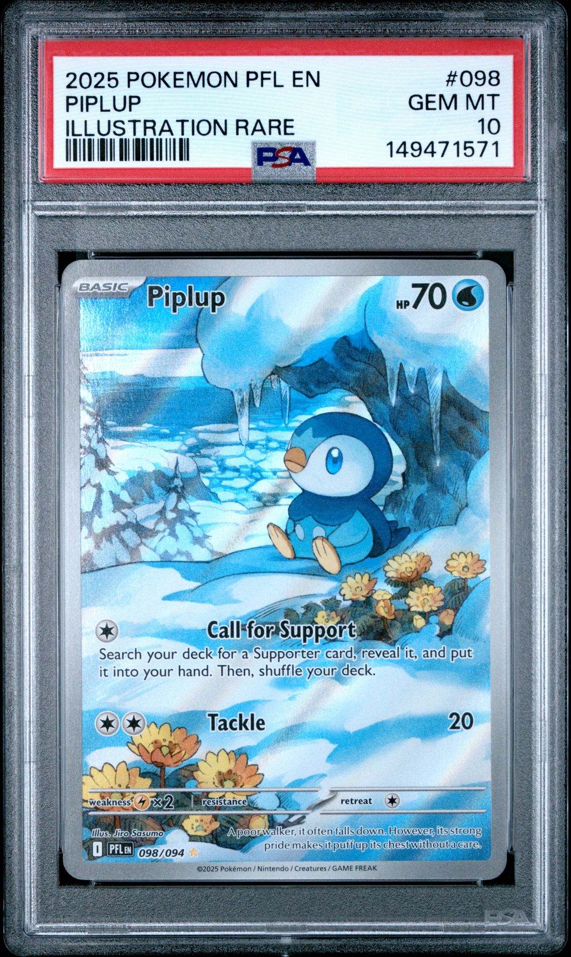 2025 Pokemon Pfl En-Phantasmal Flames Piplup #098 (Illustration Rare) Gem Mt 10 front