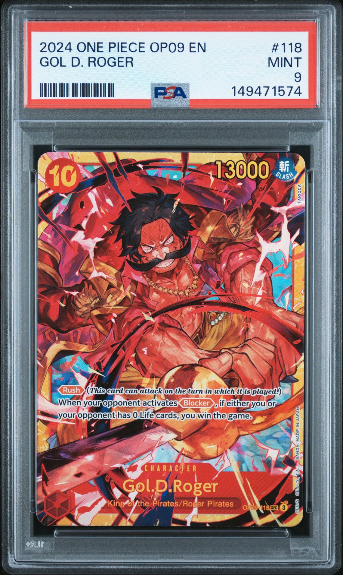 2024 One Piece Op09-Emperors In The New World Gol D. Roger #118 Mint 9 front
