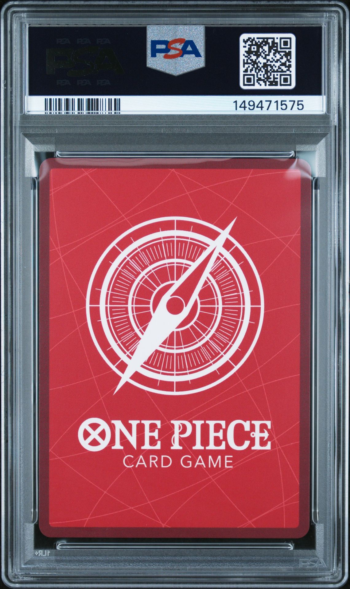 2025 One Piece Op11-A Fist Of Divine Speed Monkey D. Luffy #040 (Alternate Art) Gem Mt 10 back view - PSA certificate #149471575
