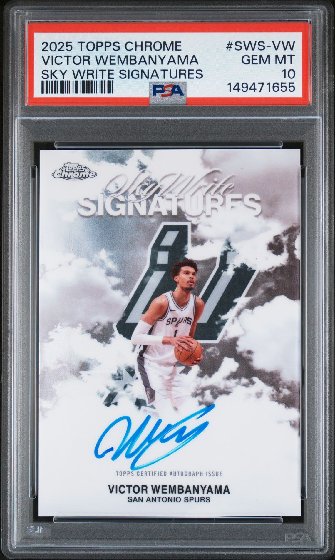 2025 Topps Chrome Sky Write Signatures Victor Wembanyama #Sws-Vw Gem Mt 10 front