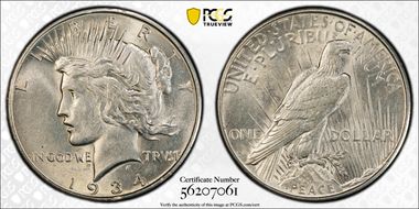 1934-D $1 AU58