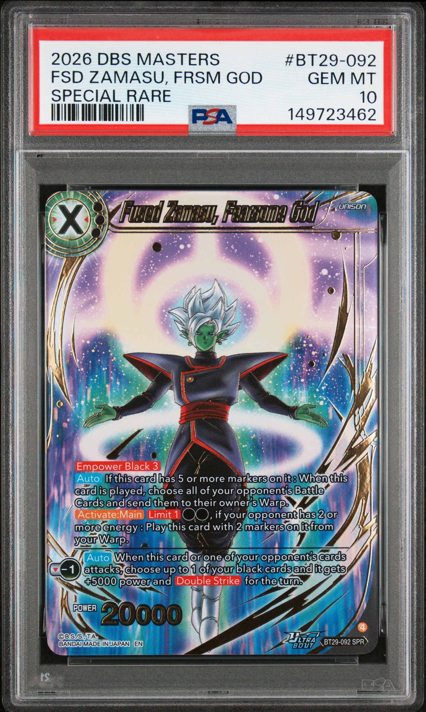 2026 #BT29-092 Fused Zamasu, Fearsome God PSA 10 Dragon Ball Super Card Game Masters Series 29 Fearsome Rivals
