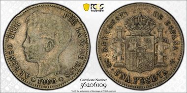 1900-SM V Peseta (1900) VF30