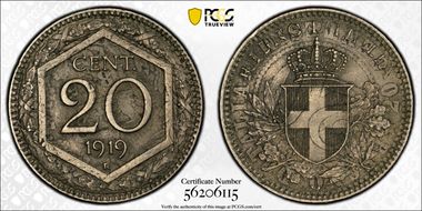 1919-R 20C KM-58 Reeded Edge AU55