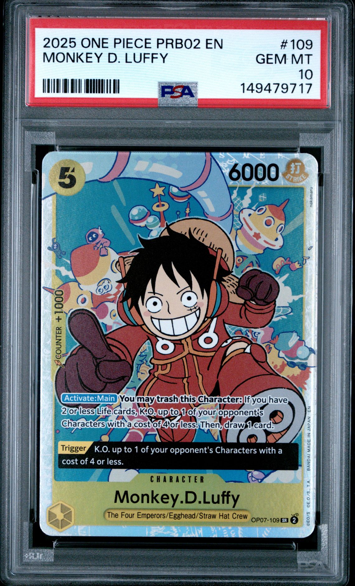 2025 One Piece ONE PIECE PRB02-PREMIUM BOOSTER -ONE PIECE CARD THE BEST- VOL.2 #109 Monkey D. Luffy front