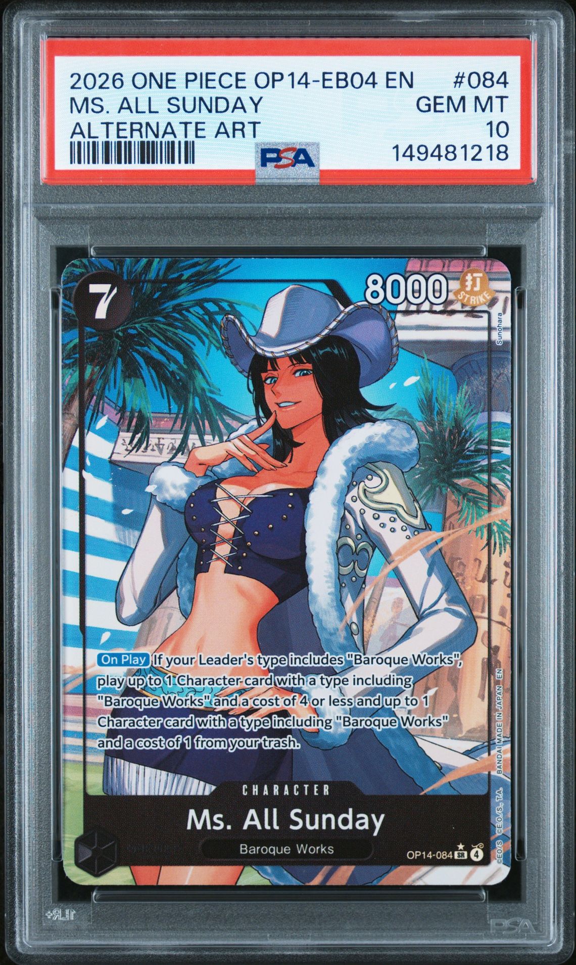 2026 One Piece ONE PIECE OP14-EB04-THE AZURE SEA'S SEVEN ALTERNATE ART #084 Ms. All Sunday front