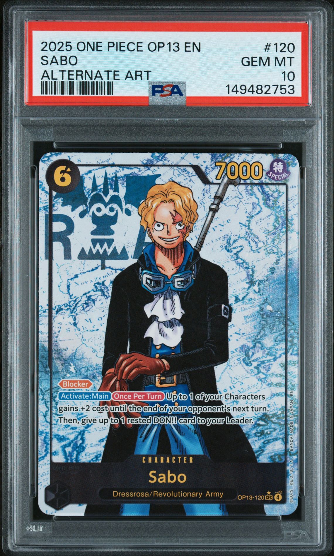 2025 One Piece ONE PIECE OP13-CARRYING ON HIS WILL ALTERNATE ART #120 Sabo front