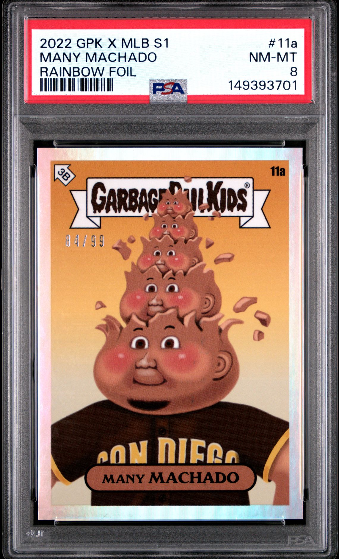 2022 Topps TOPPS GARBAGE PAIL KIDS GPK X MLB SERIES 1 KEITH SHORE Foil #11A Many Machado front