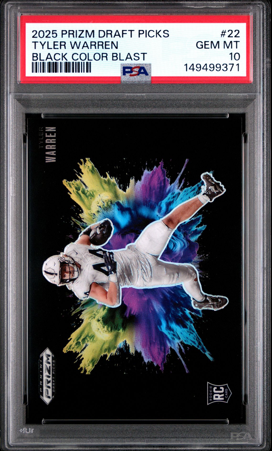 2025 Panini Panini Prizm Draft Picks Black Color Blast #22 Tyler Warren front