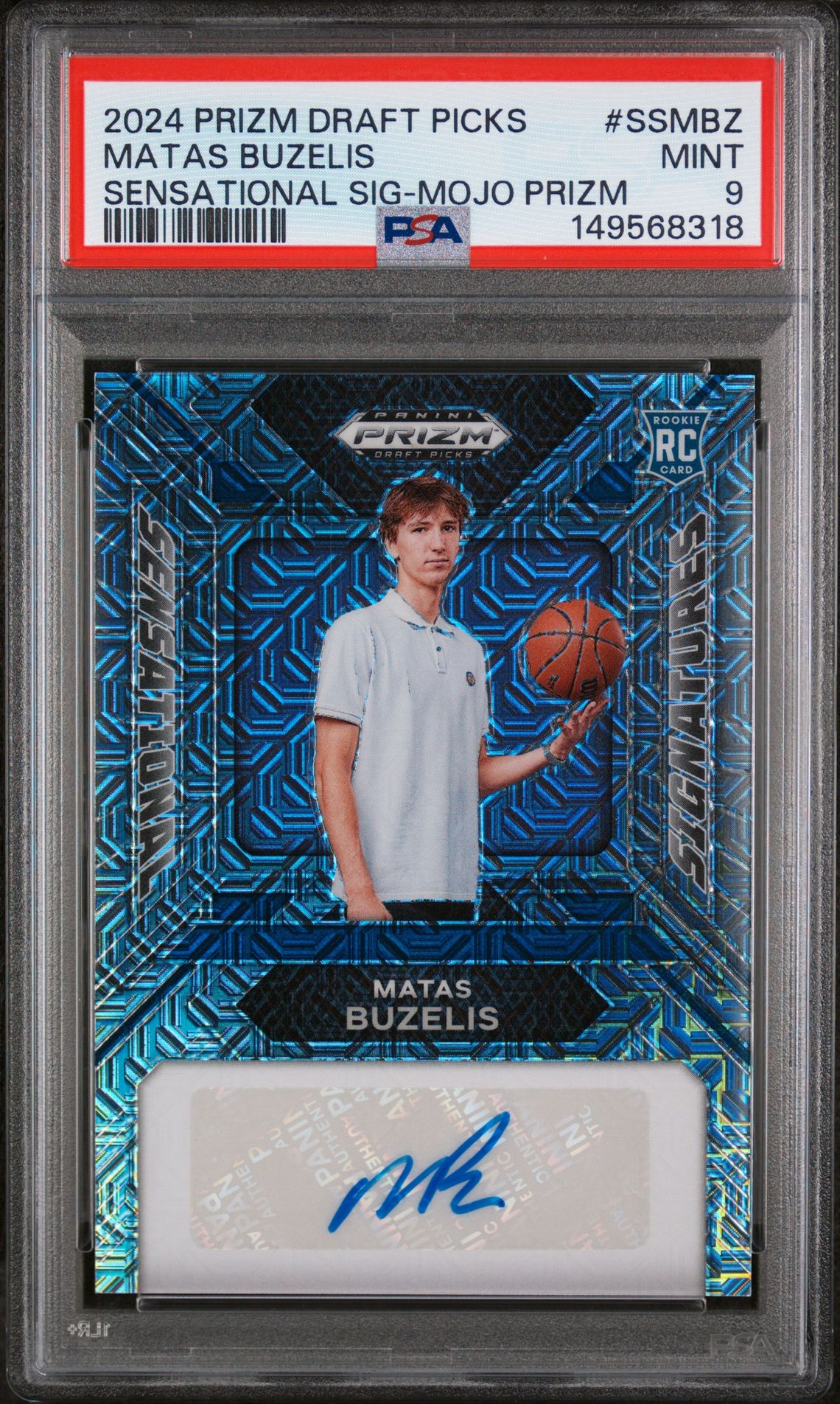 2024 Panini PANINI PRIZM DRAFT PICKS SENSATIONAL SIGNATURES MOJO PRIZM #SSMBZ Matas Buzelis front