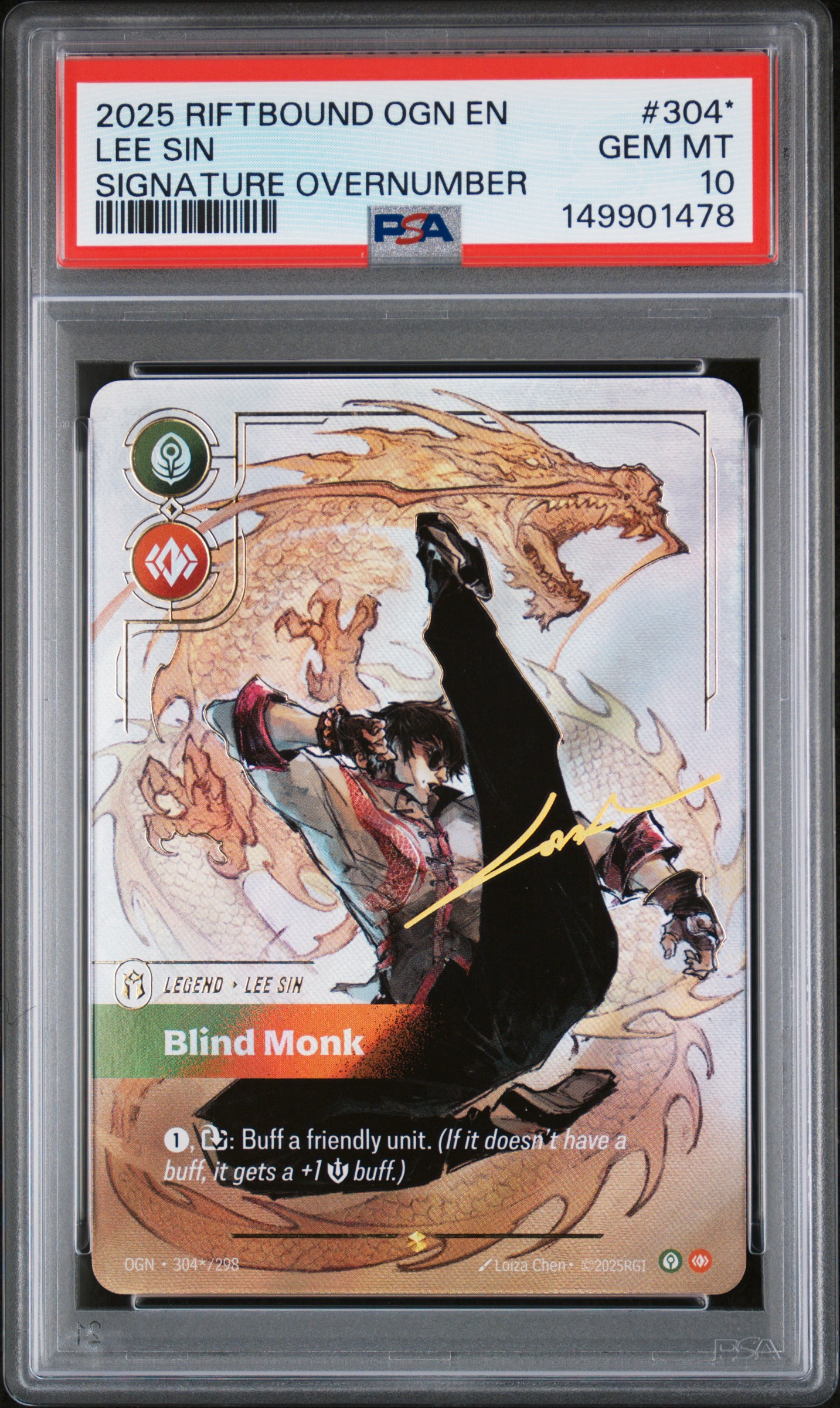 2025 #304* Lee Sin - Blind Monk PSA 10 Riftbound: League of Legends Ogn-Origins