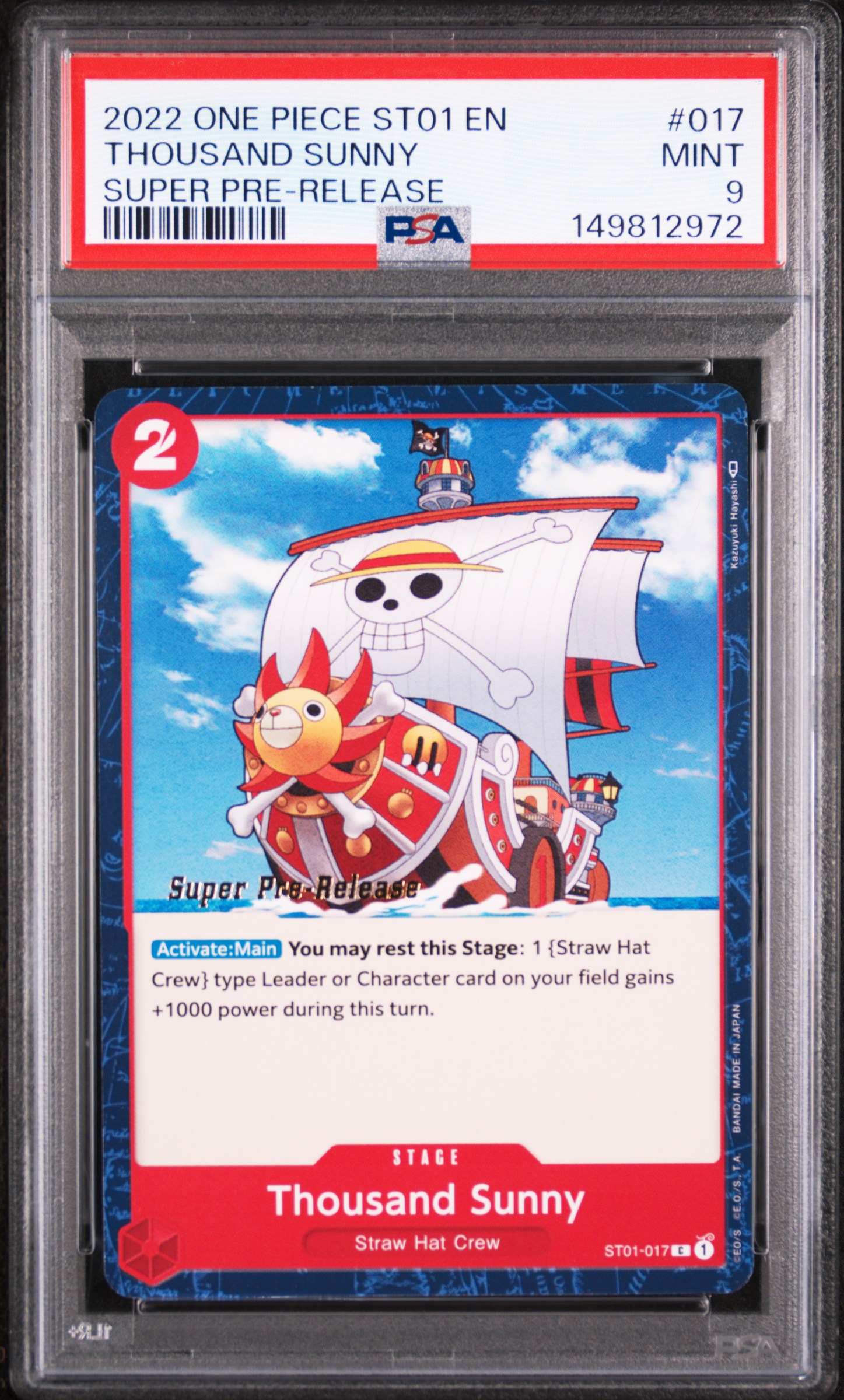 2022 #017 Thousand Sunny PSA 9 One Piece Starter Deck ST01-Straw Hat Crew