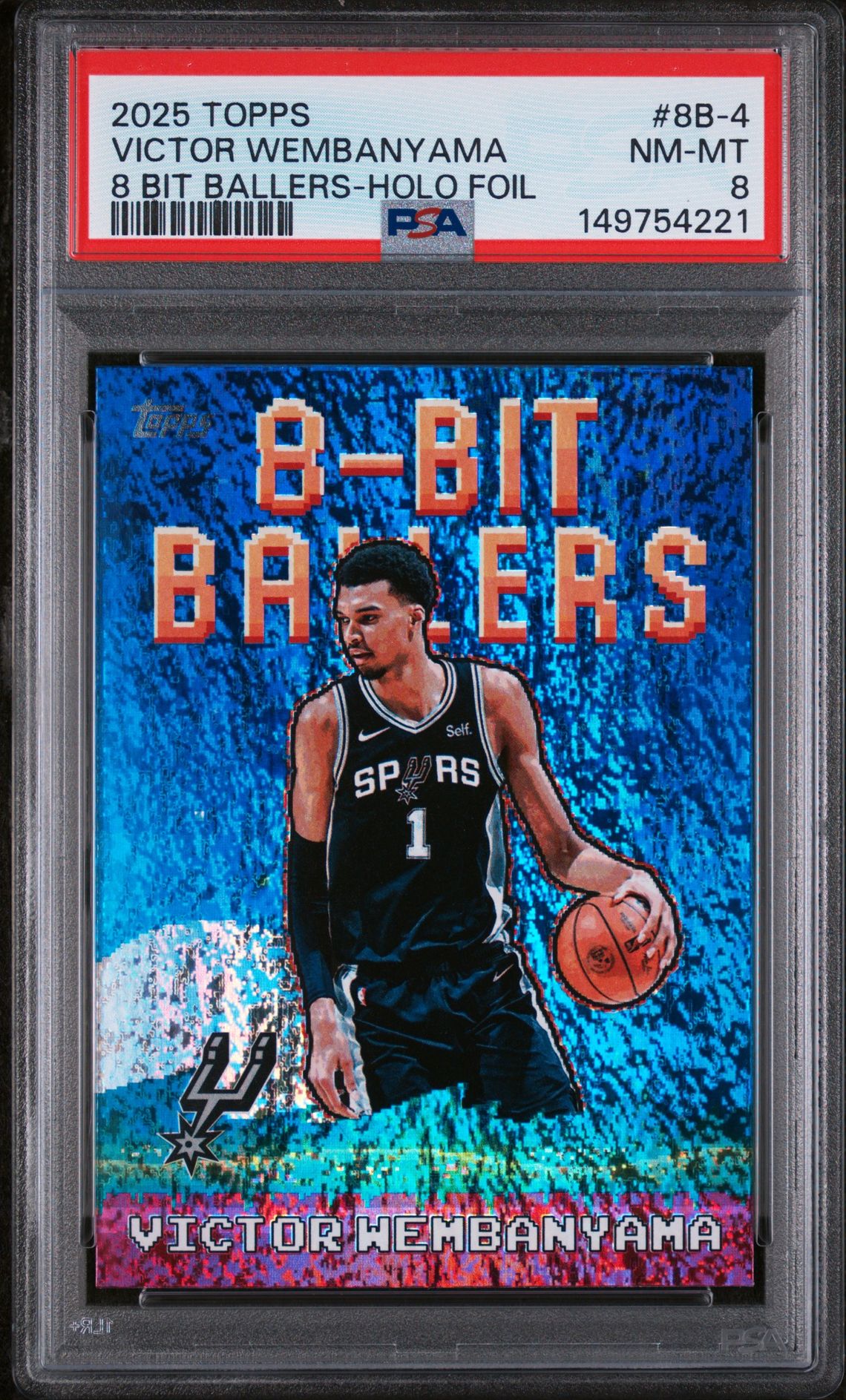 2025 Topps 8 Bit Ballers Victor Wembanyama #8B-4 (8 Bit Ballers-Holo Foil) Nm-Mt 8 front