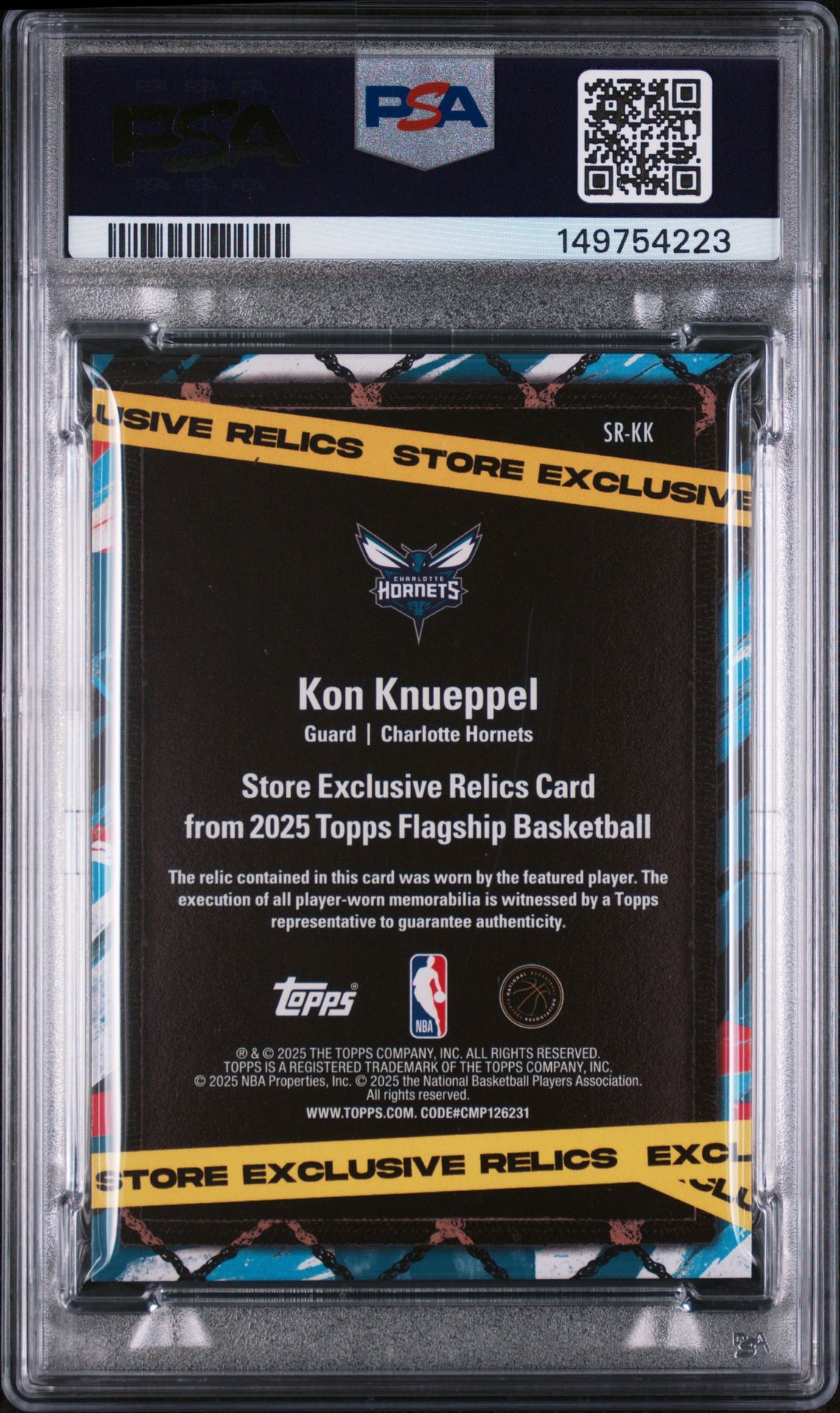 2025 Topps Store Exclusive Relics Kon Knueppel #Sr-Kk Mint 9 back
