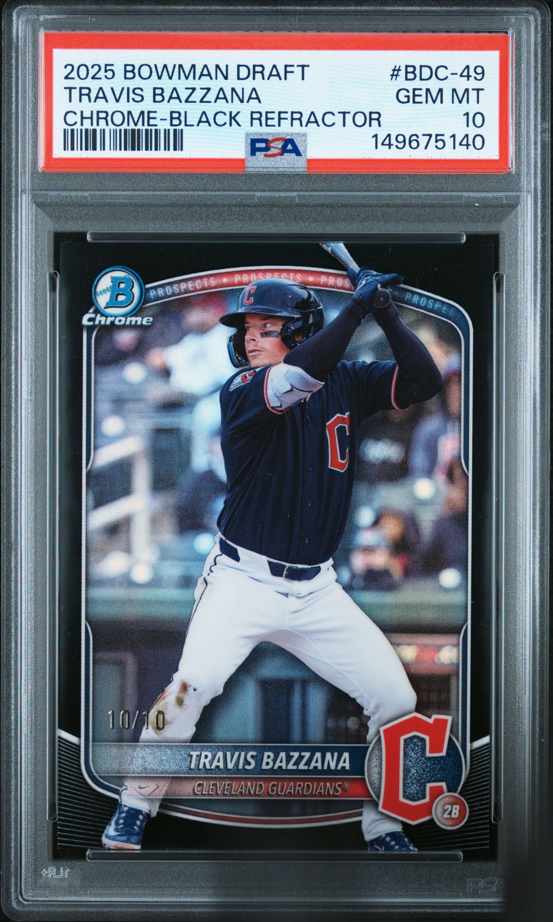 2025 Bowman BOWMAN DRAFT CHROME-BLACK REFRACTOR #BDC-49 Travis Bazzana front