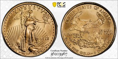 1999 $5 Gold Eagle MS70